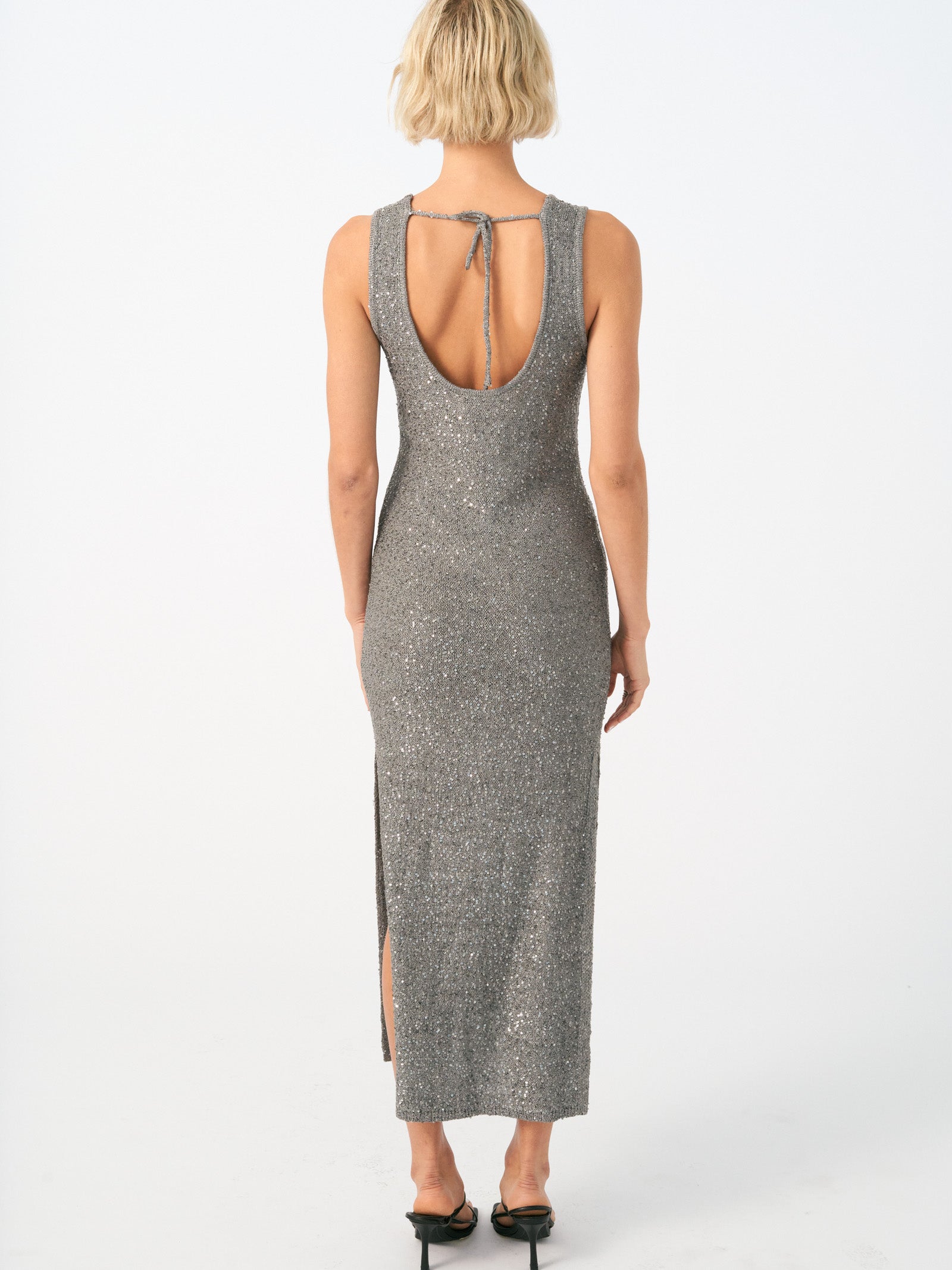 Gleam Sequin Midi Dress in Platinum - Glue Store