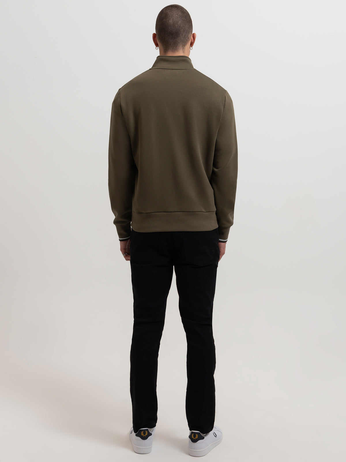 Fred Perry Half Zip Sweatshirt in Dark Green | Dark Green