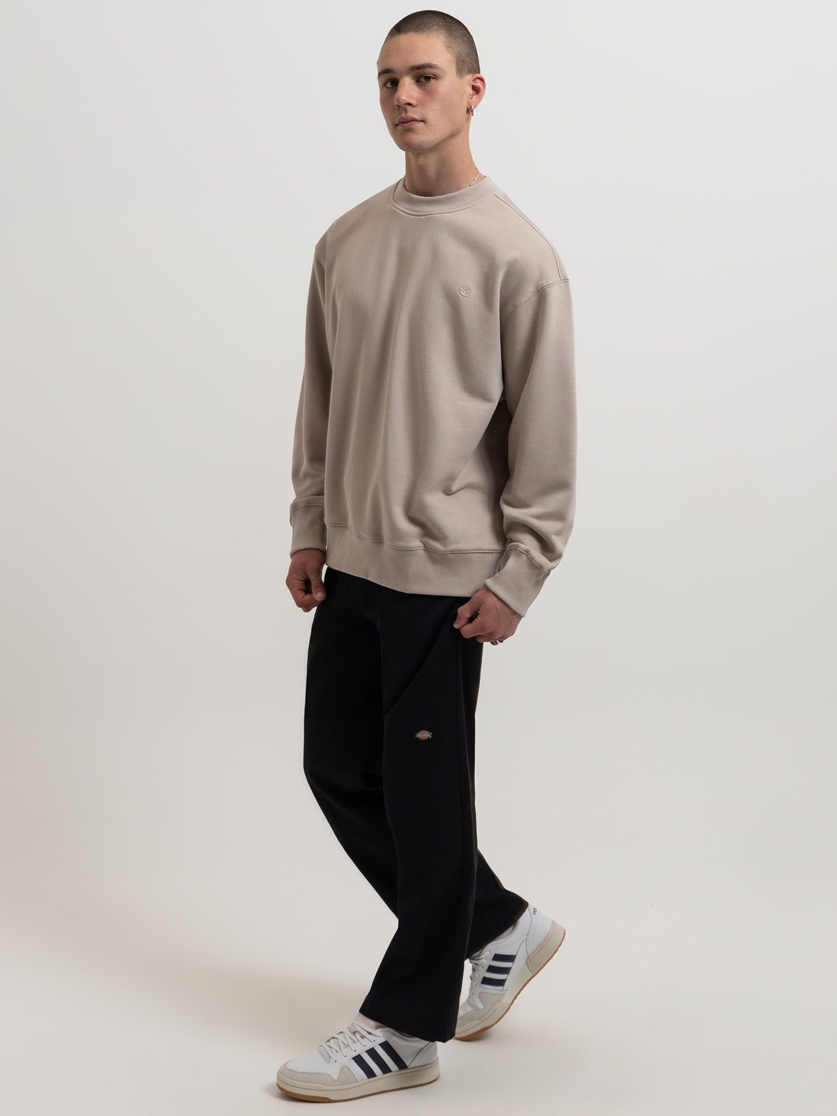 Adidas Adicolor Contempo Crew French Terry Sweatshirt in Wonder Beige | Beige