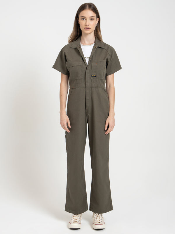 Thrills Hard Yakka Coveralls in Army Green Army green | Glue Store