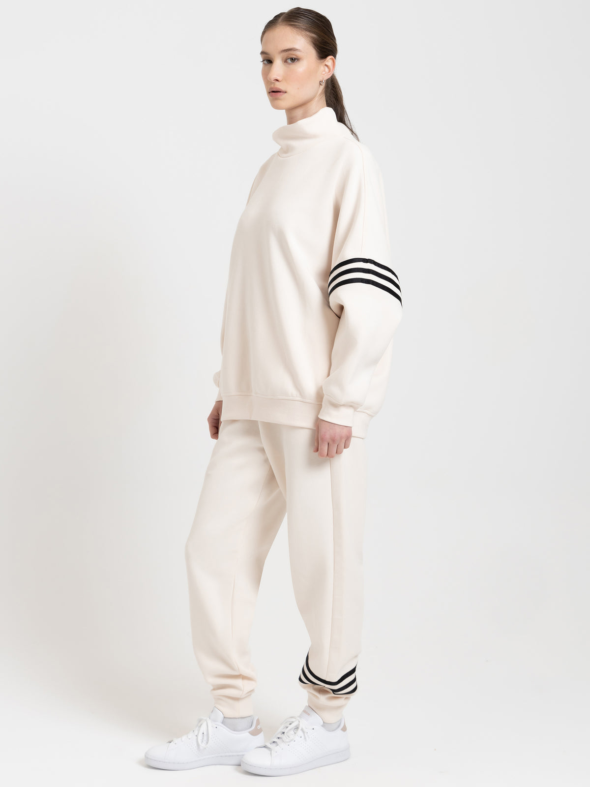 Adidas Adicolor Neuclassics Oversized High Neck Sweatshirt in Wonder White | White