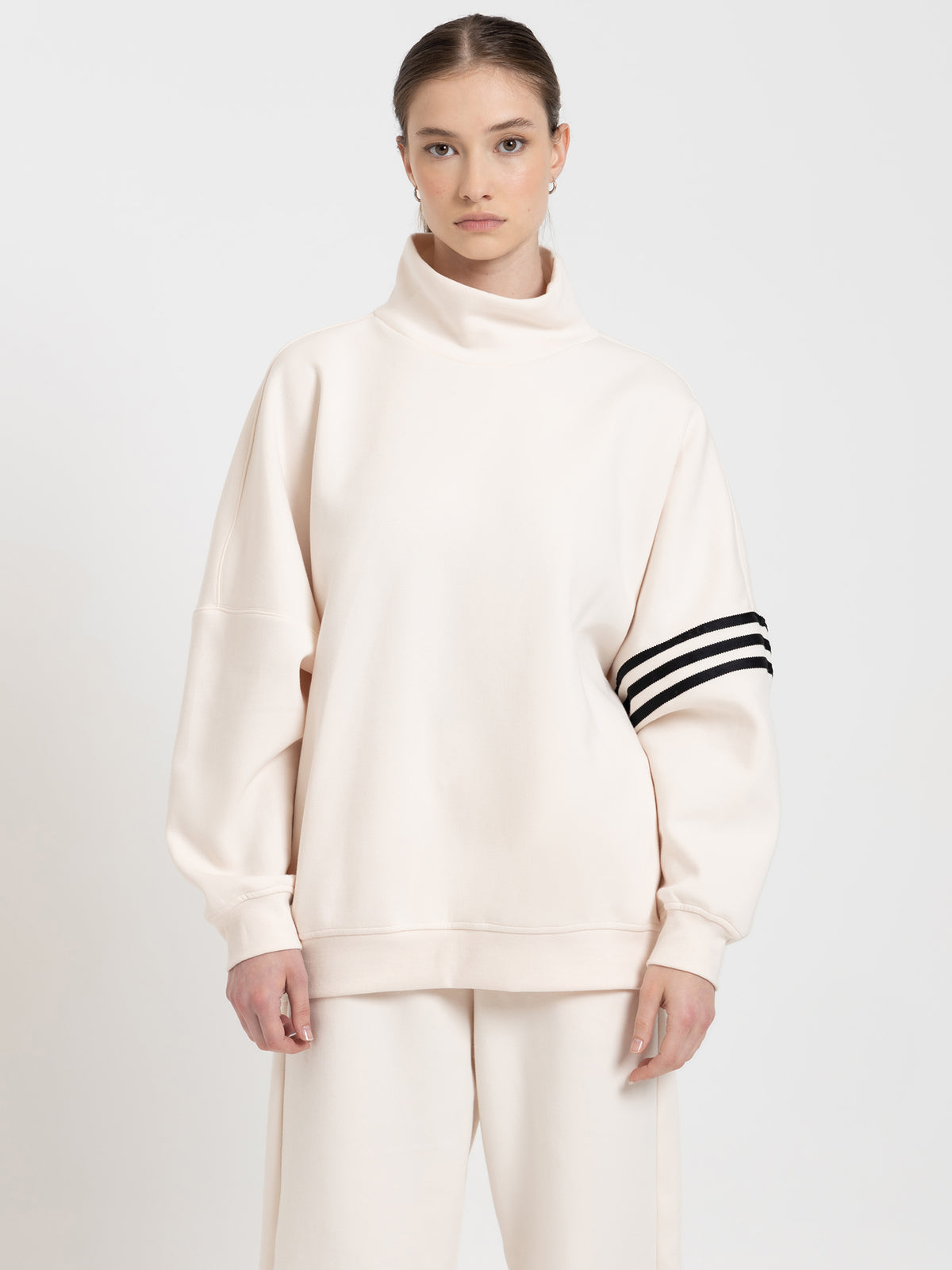 Adidas Adicolor Neuclassics Oversized High Neck Sweatshirt in Wonder White | White