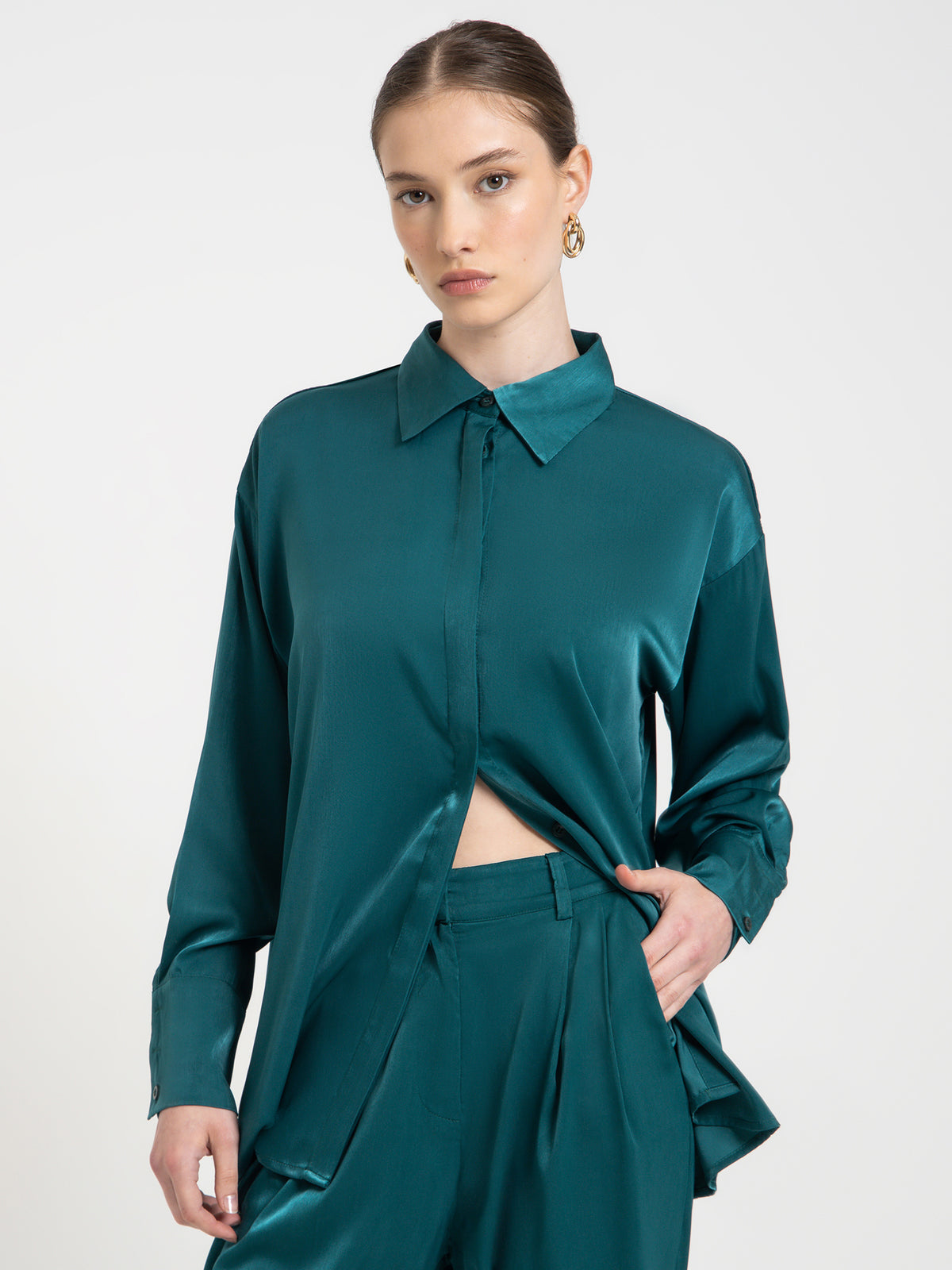 Raef The Label Piper Shirt in Emerald Green | Emerald