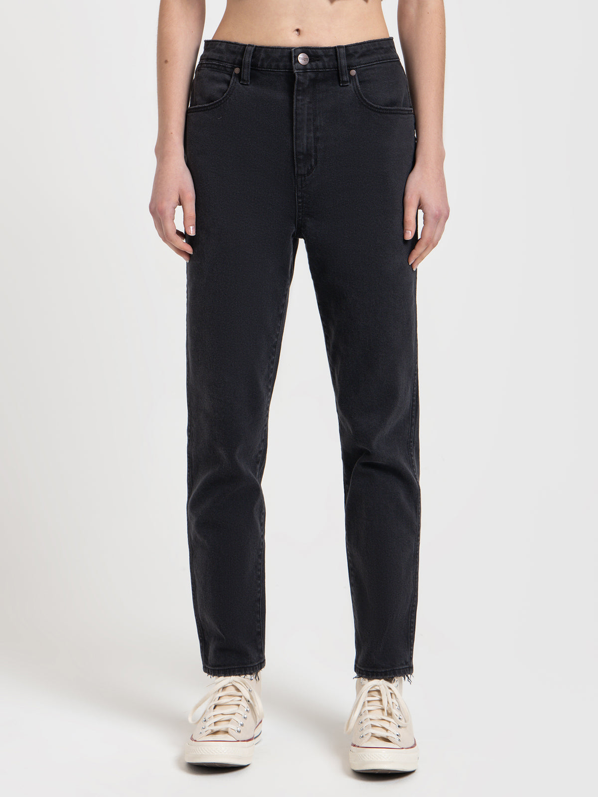 Wrangler Drew Super-High Slim Jeans in Karma Black | Black