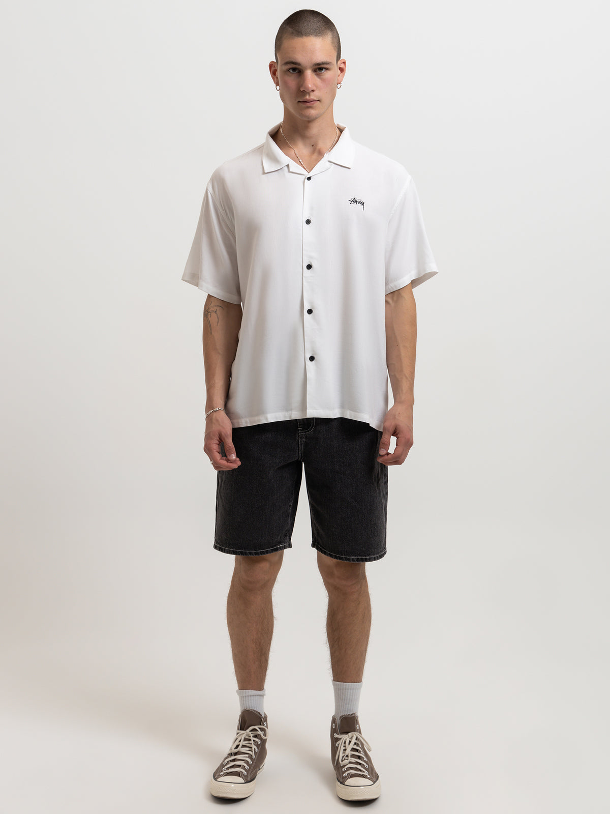 Stussy Fire Dice Short Sleeve Shirt in White | White