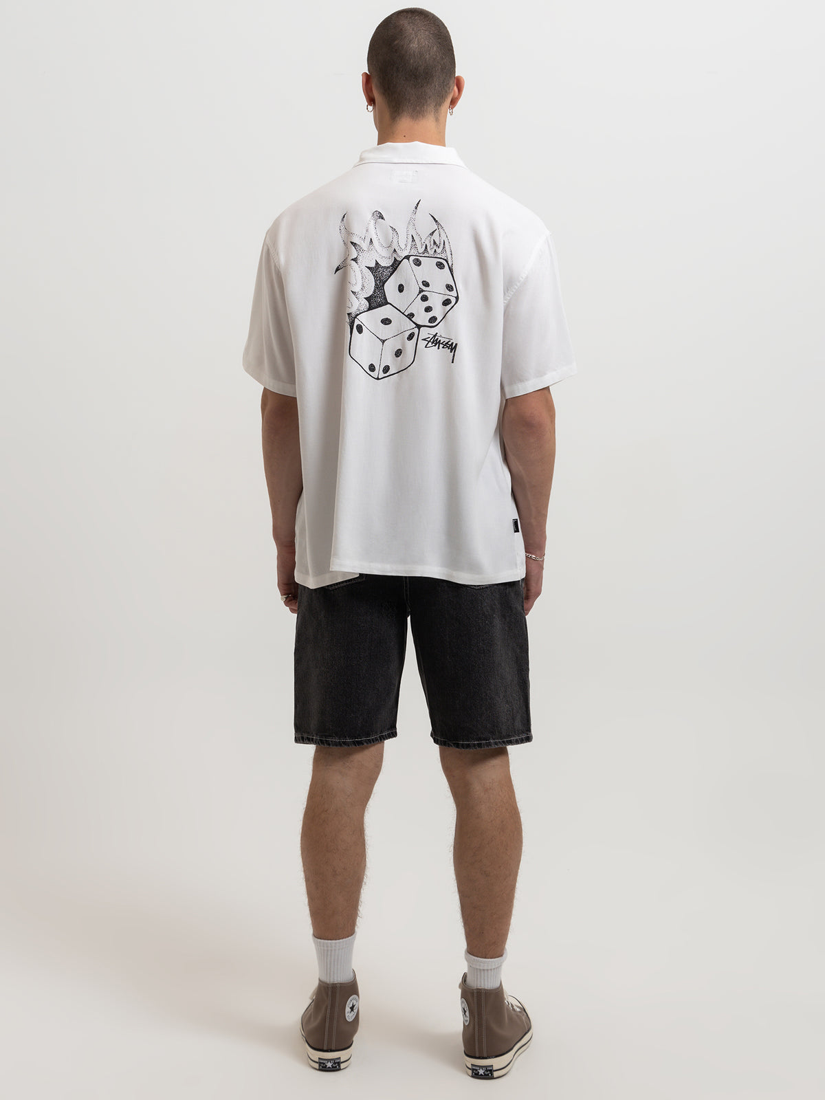 Stussy Fire Dice Short Sleeve Shirt in White | White