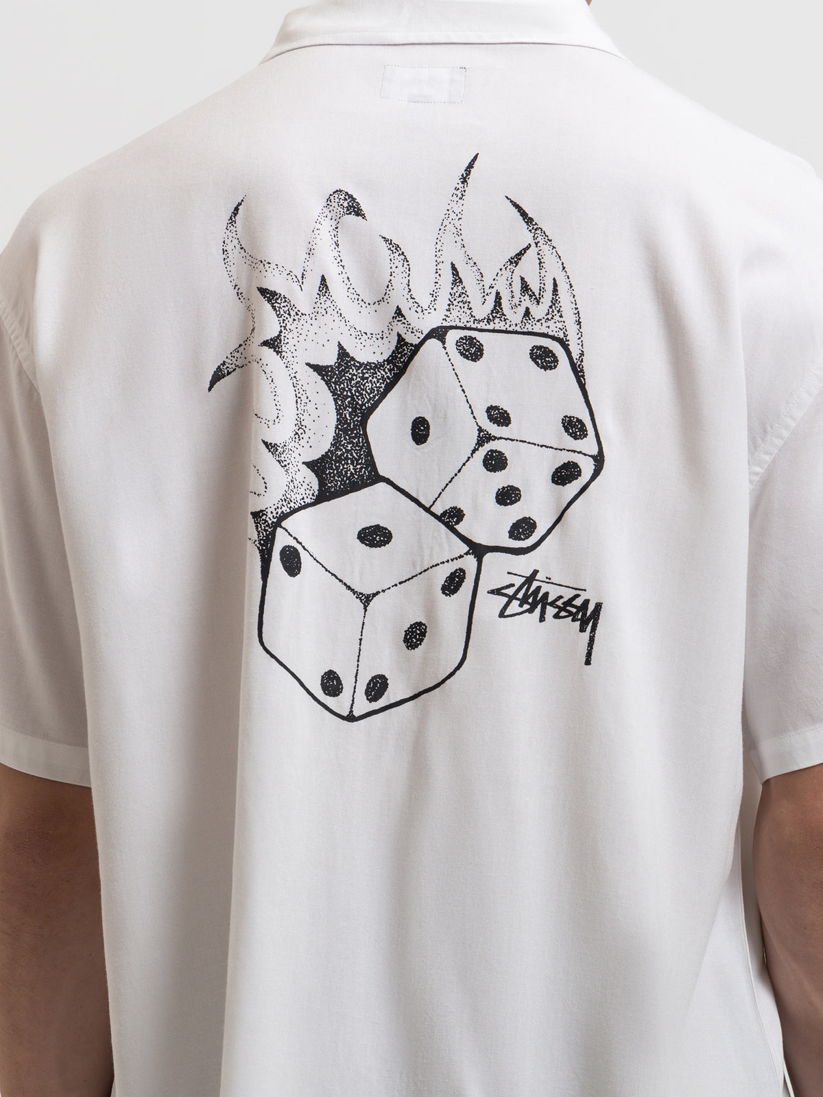 Stussy Fire Dice Short Sleeve Shirt in White | White