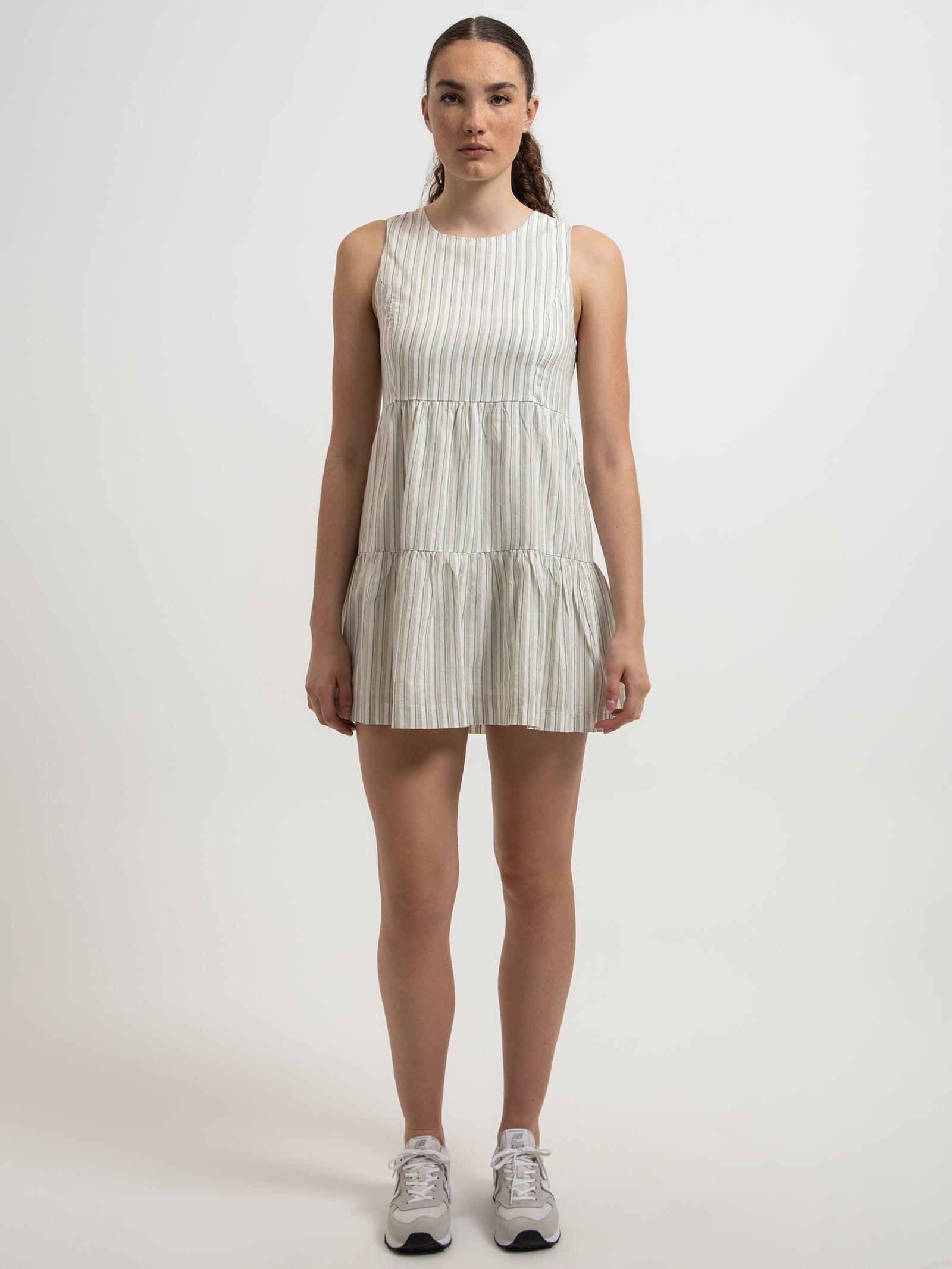 Orla Mini Dress in Sage Stripe - Glue Store