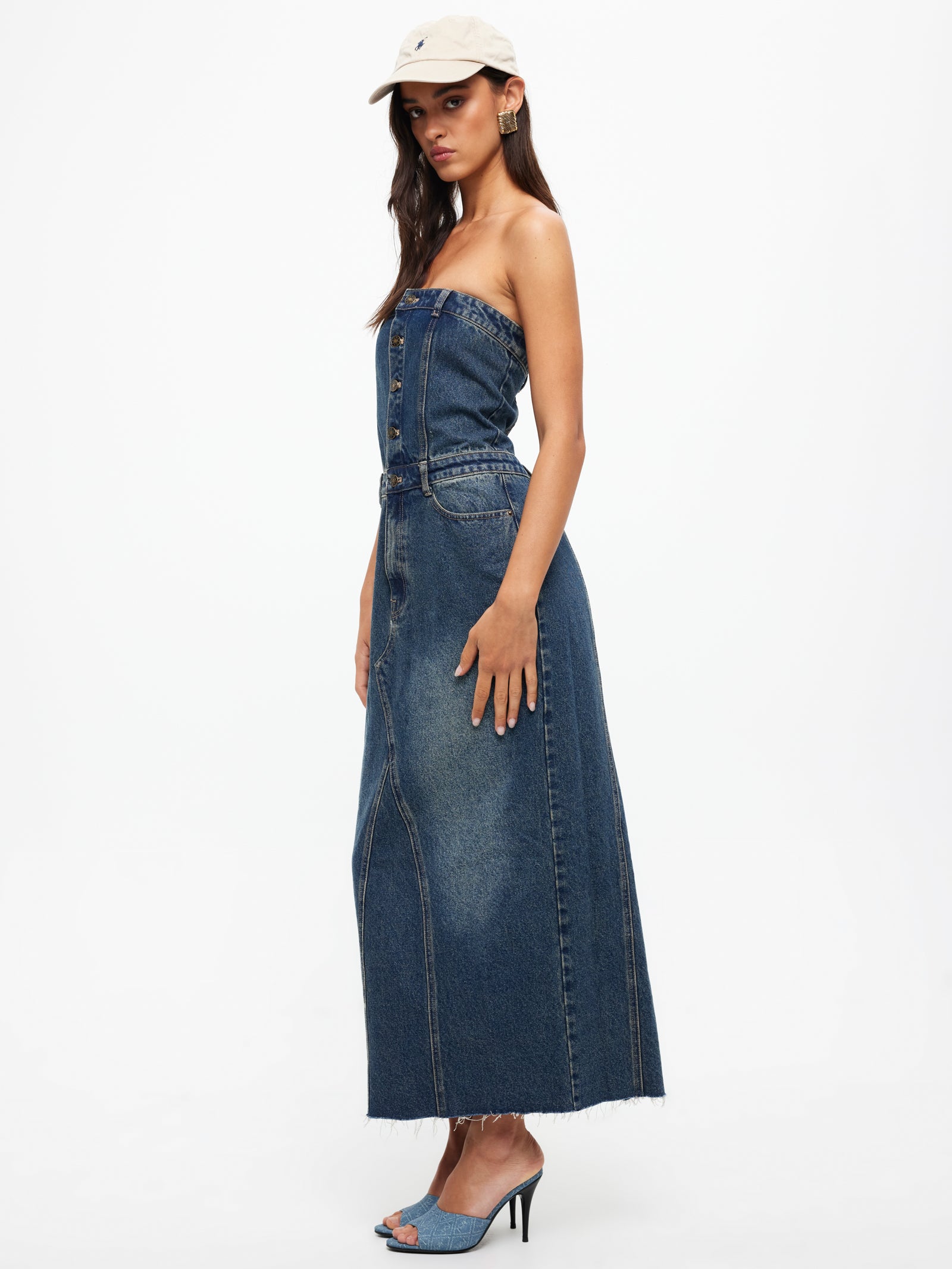 Lioness Vista Denim Dress in Denim Blue Denim blue | Glue Store