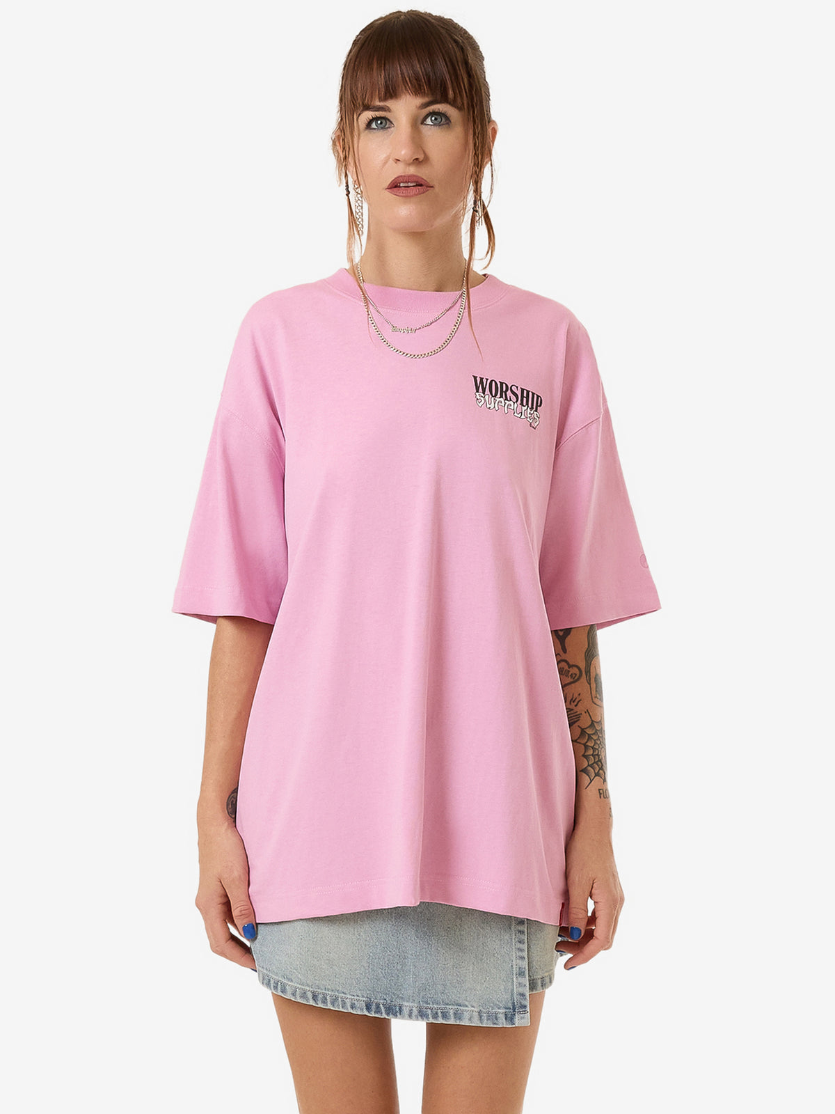 Worship Domination Oversize Fit Tee | Lilac Chiffon