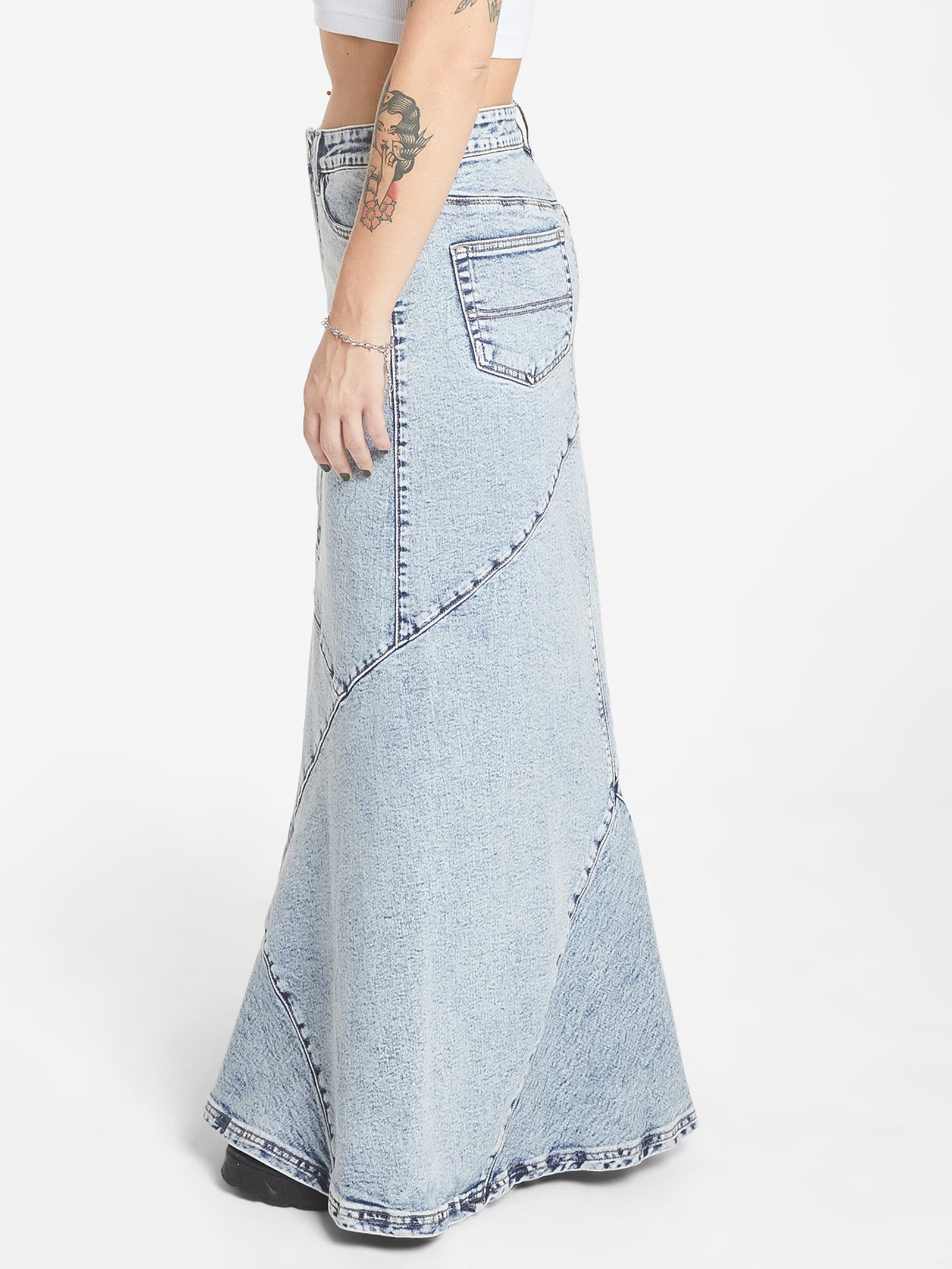 Crossroads Low Rise Denim Maxi Skirt