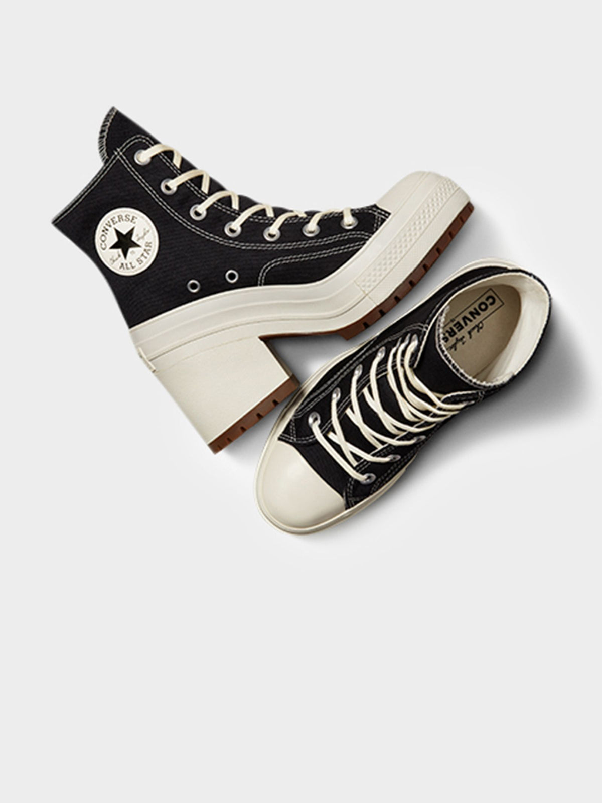 Converse Womens Chuck Taylor 70 De Luxe Heel Sneakers | Black/White/Egret