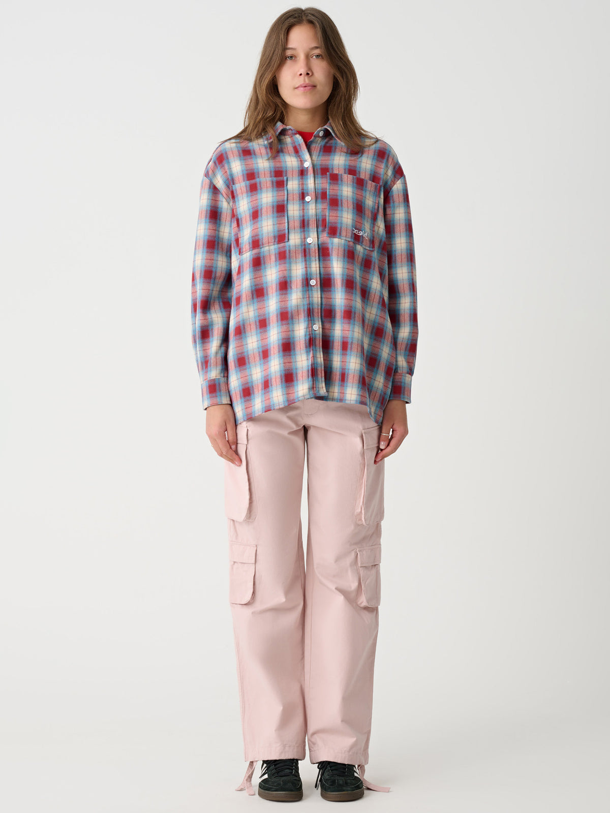 Xgirl Mills Check OS Shirt | Red