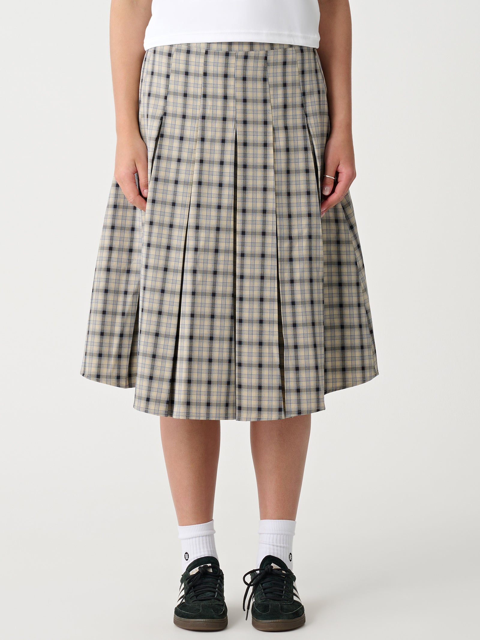 Xgirl Plaid Midi Skirt Navy Glue Store