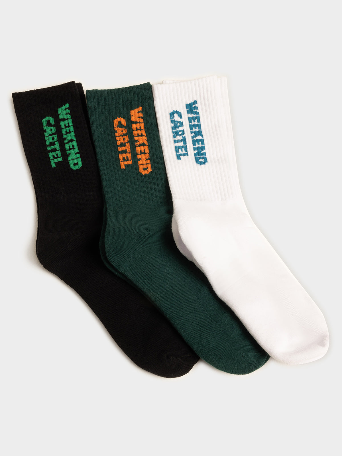 Weekend Cartel 3 Pairs of Logo Crew Socks | Multi