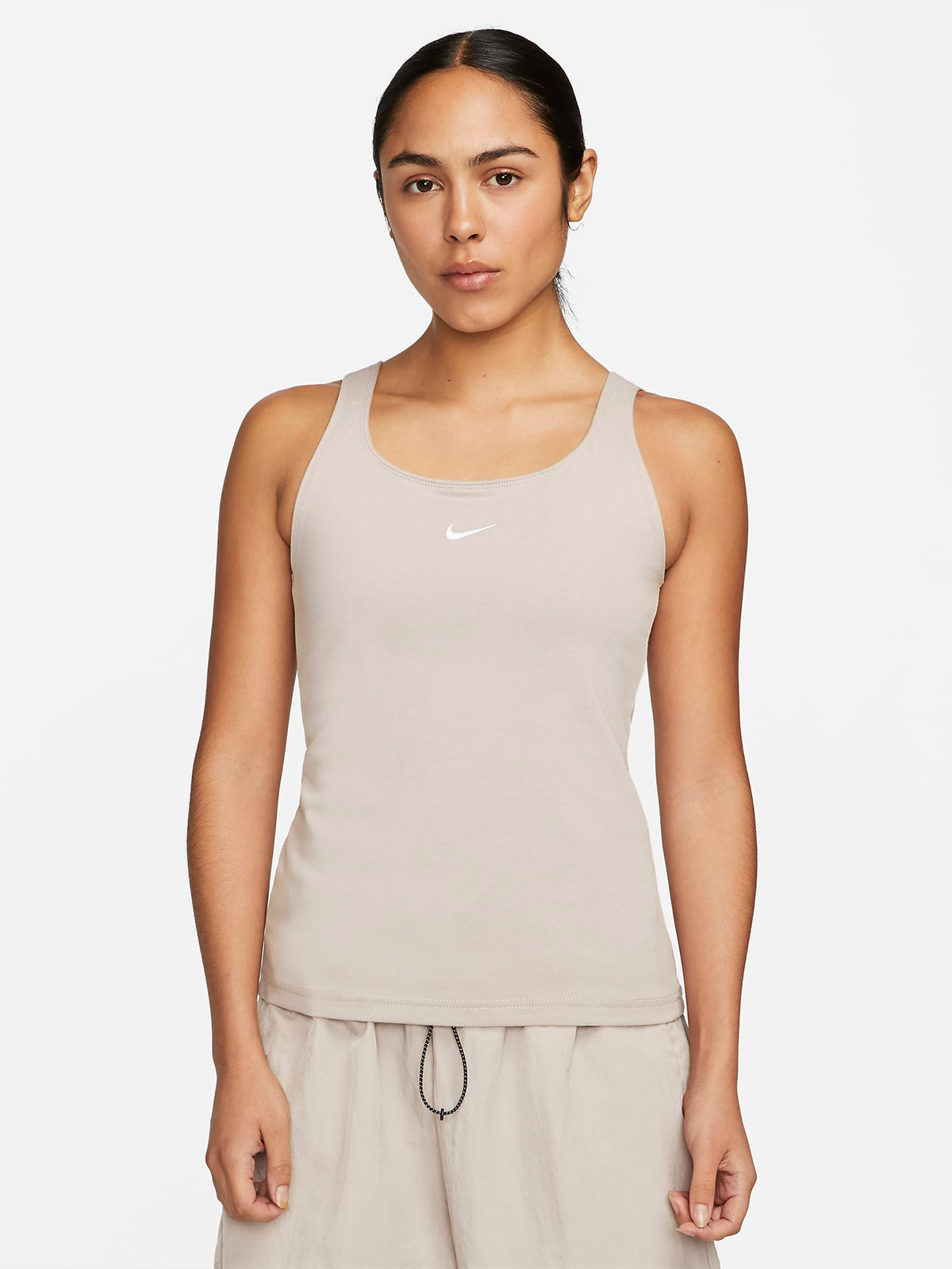 Nike Sportswear Essential Cami Tank in Diffused Taupe & White | Taupe