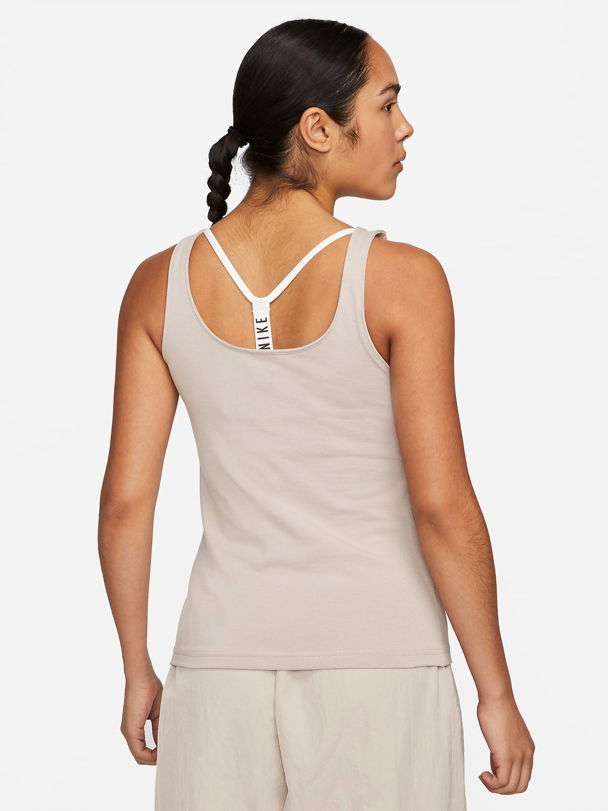 Nike Sportswear Essential Cami Tank in Diffused Taupe & White | Taupe