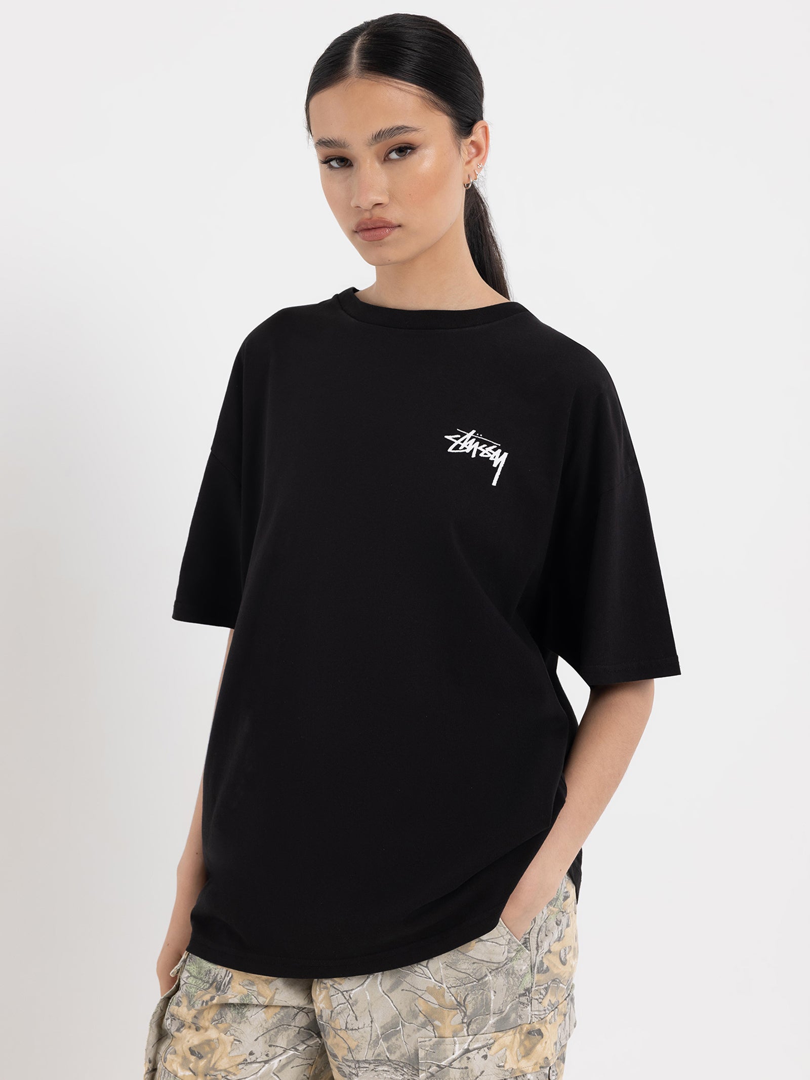 Stussy Fuzzy Dice Relaxed T-Shirt Pigment black | Glue Store