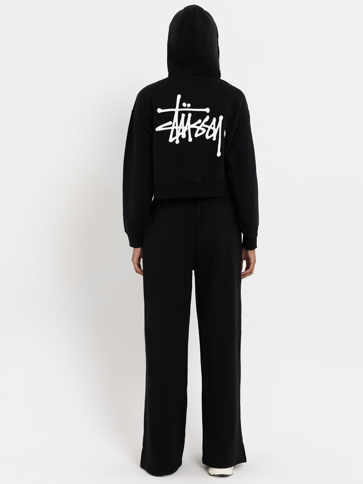 Stussy Graffiti Cropped Zip Thru Hood | Black