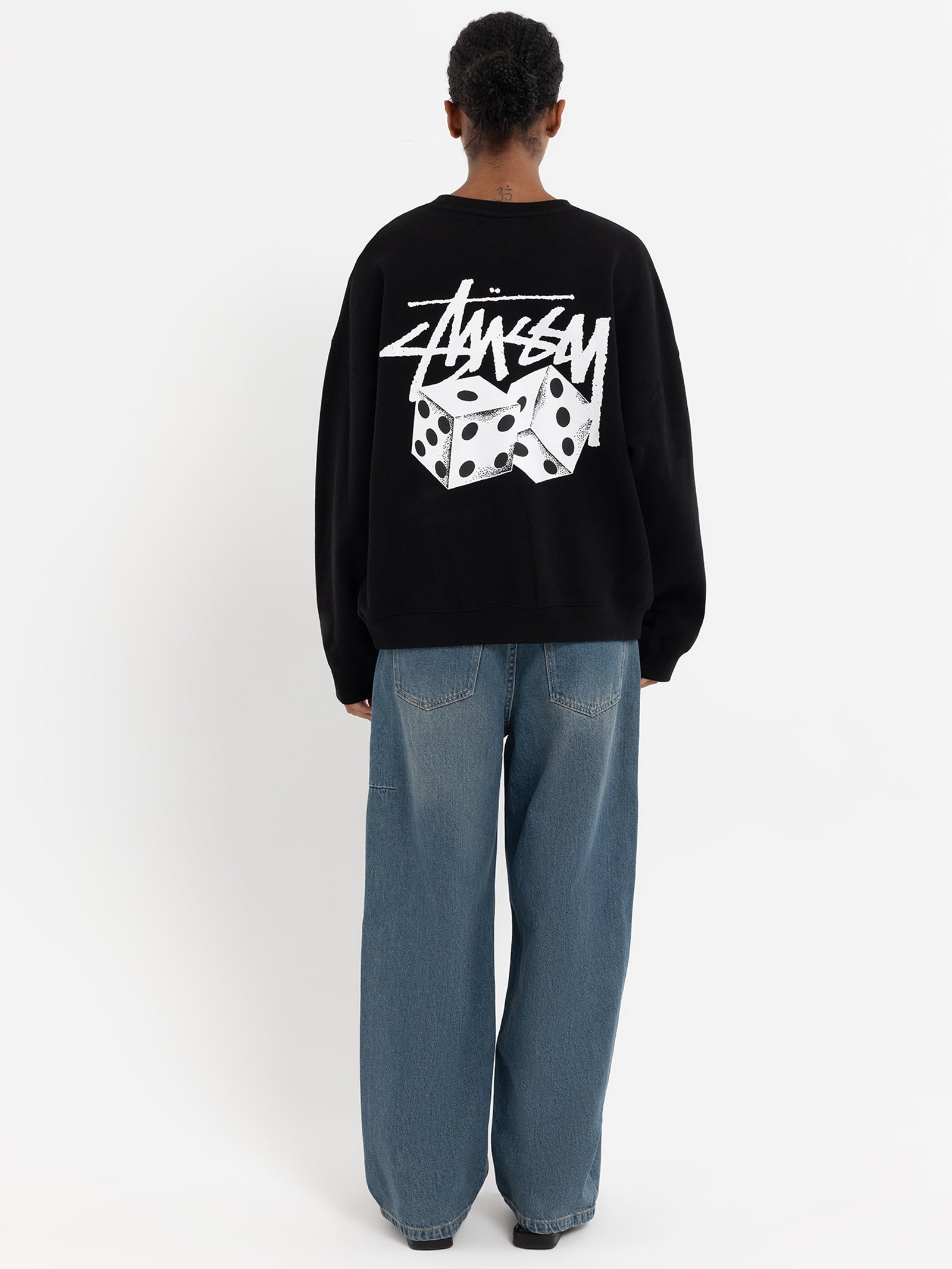 Stussy Fuzzy Dice Oversized Crew Pigment black | Glue Store