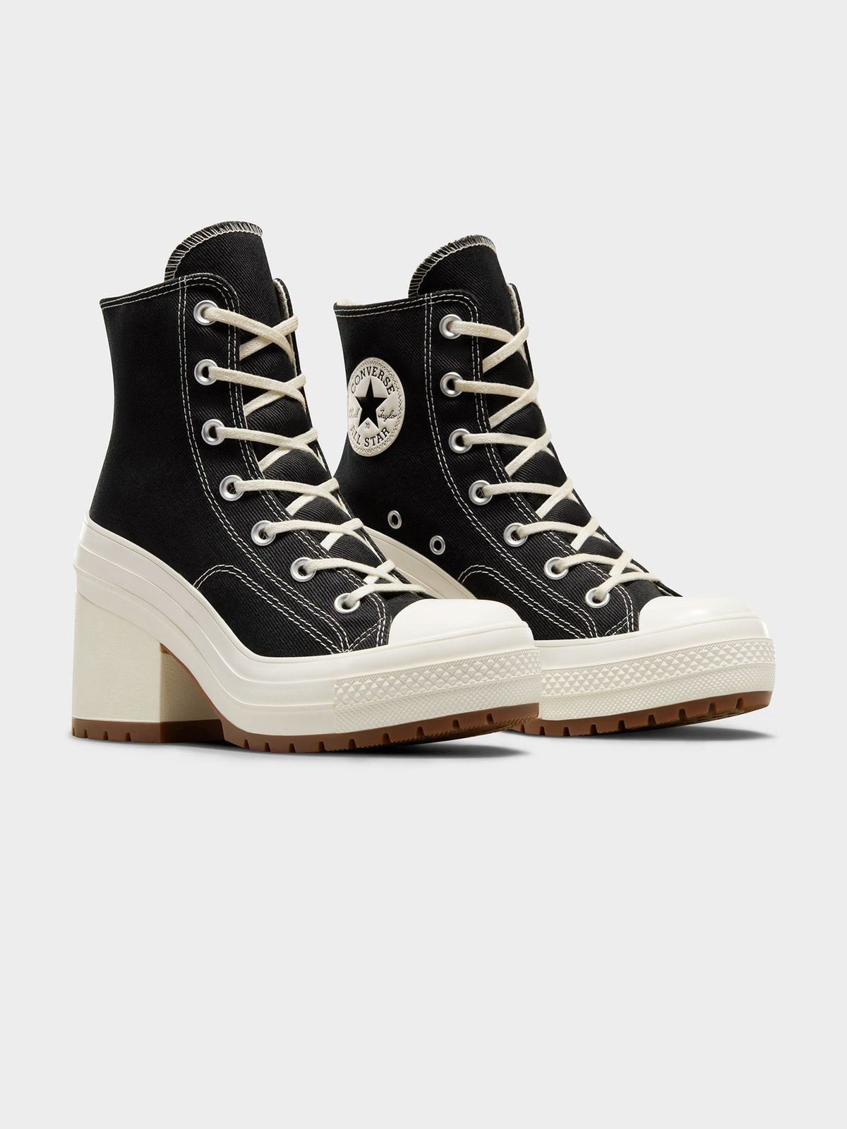 Converse Womens Chuck Taylor 70 De Luxe Heel Sneakers | Black/White/Egret