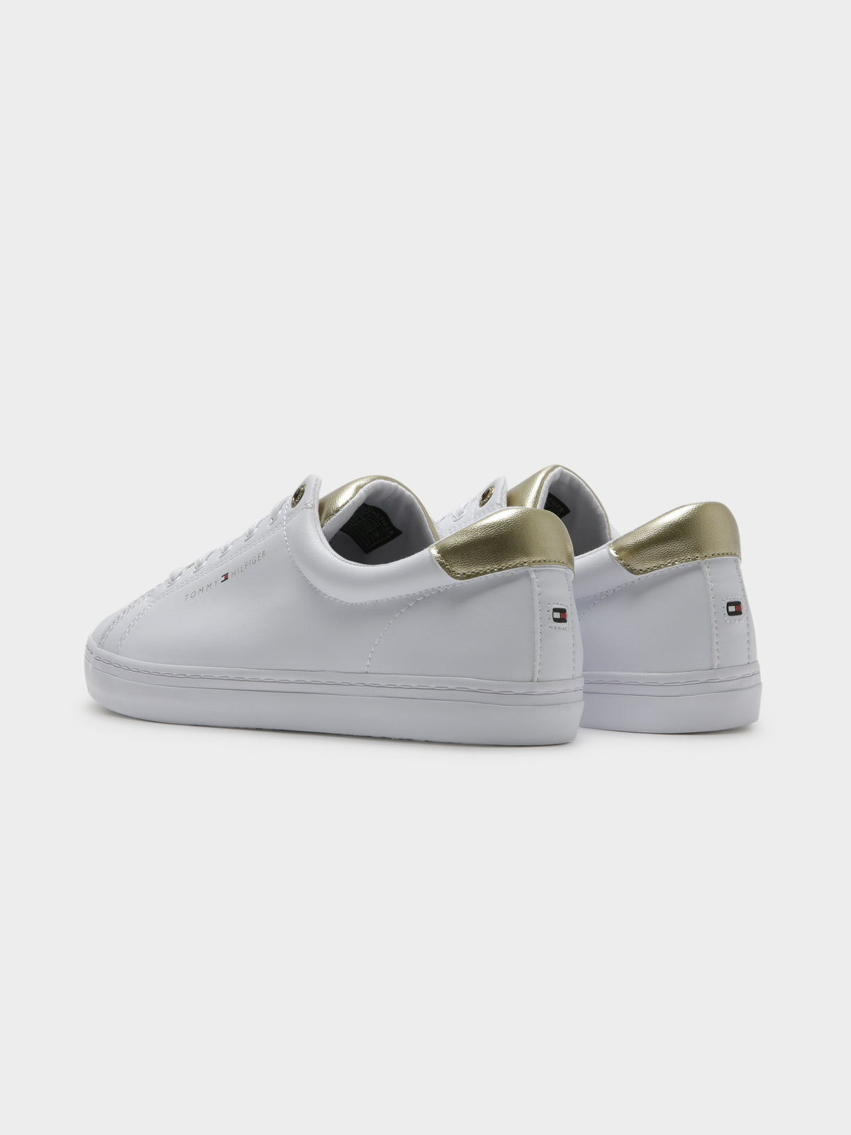 Tommy Hilfiger Womens Touch of Gold Sneakers in White & Gold | White/Gold