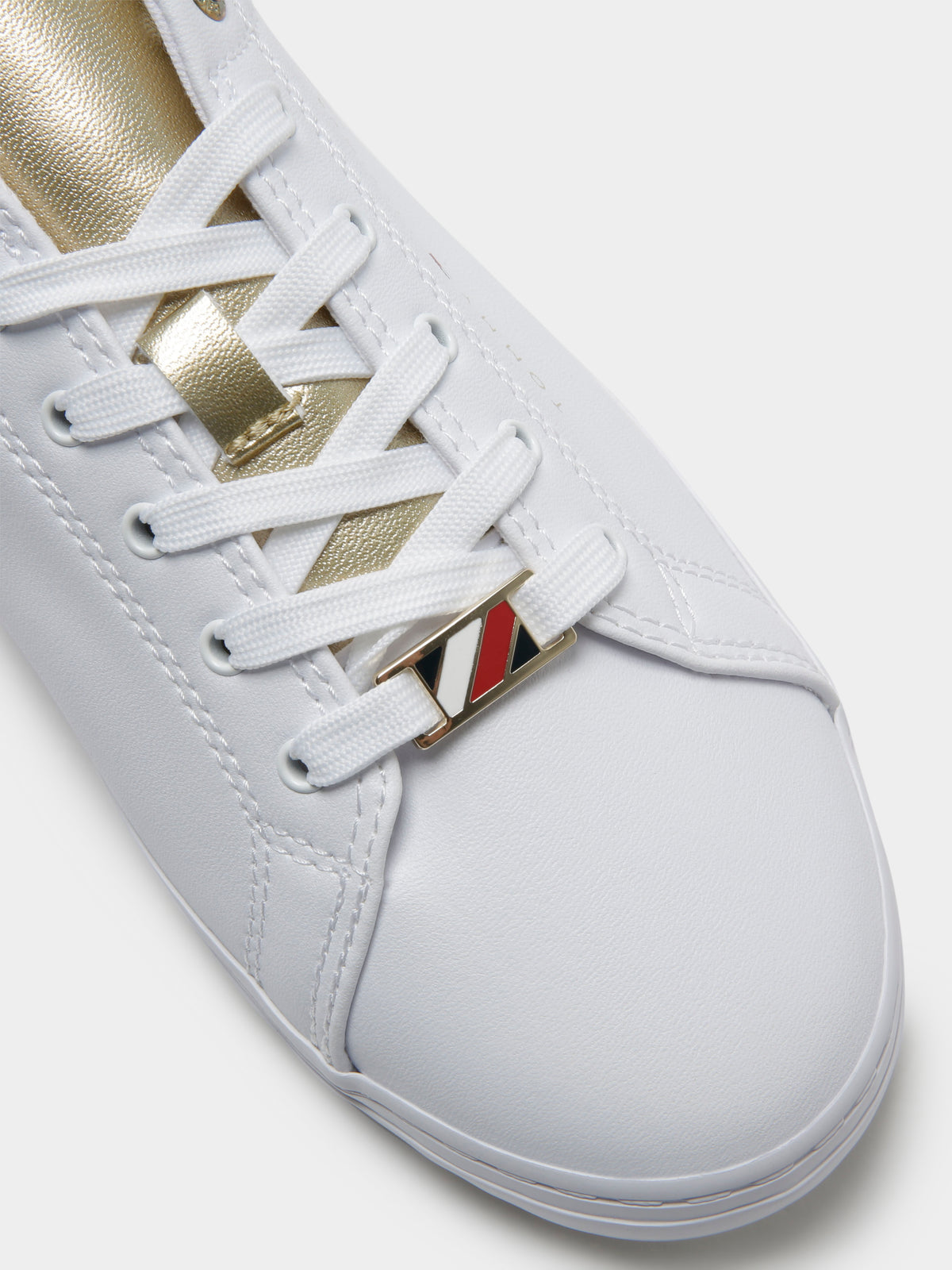 Tommy Hilfiger Womens Touch of Gold Sneakers in White & Gold | White/Gold