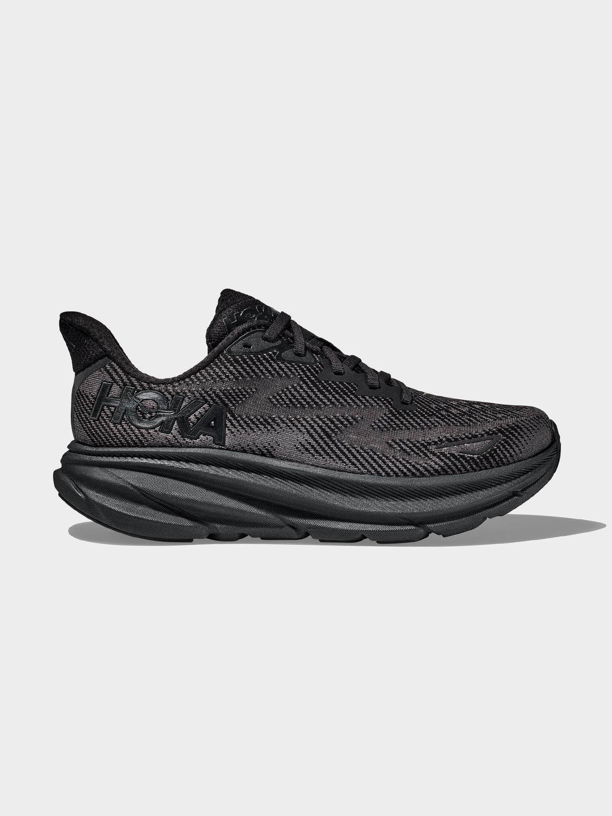 HOKA Mens Clifton 9 Sneakers in Black | Black/Black