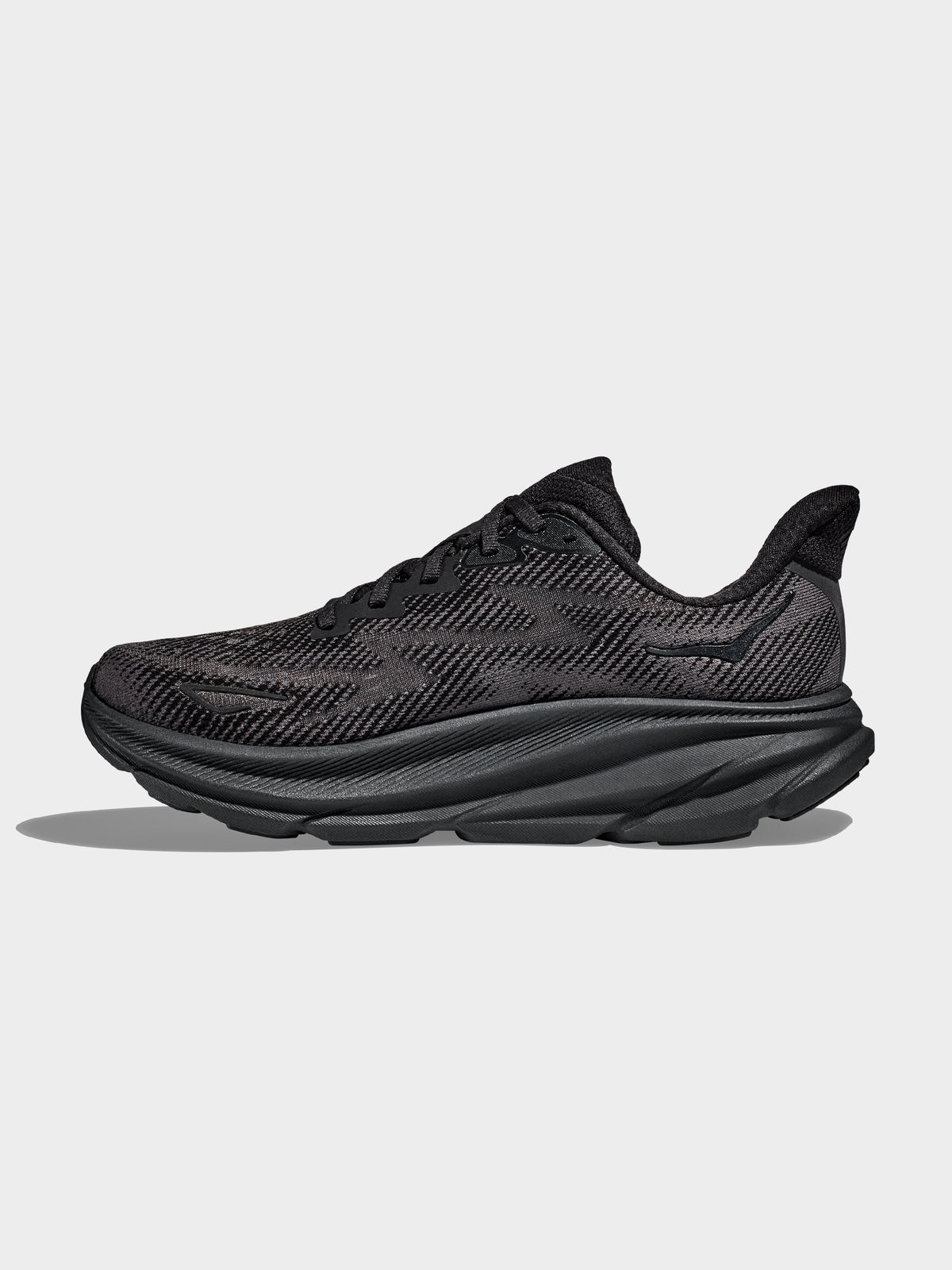 HOKA Womens Clifton 9 Sneakers in Black | Black/Black