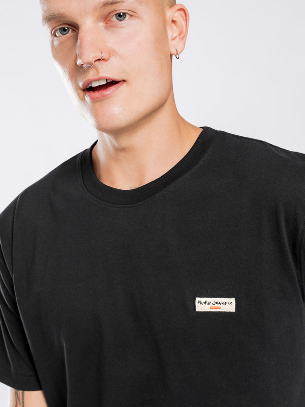 Nudie jeans Daniel Logo T-Shirt in Black Black | Glue Store