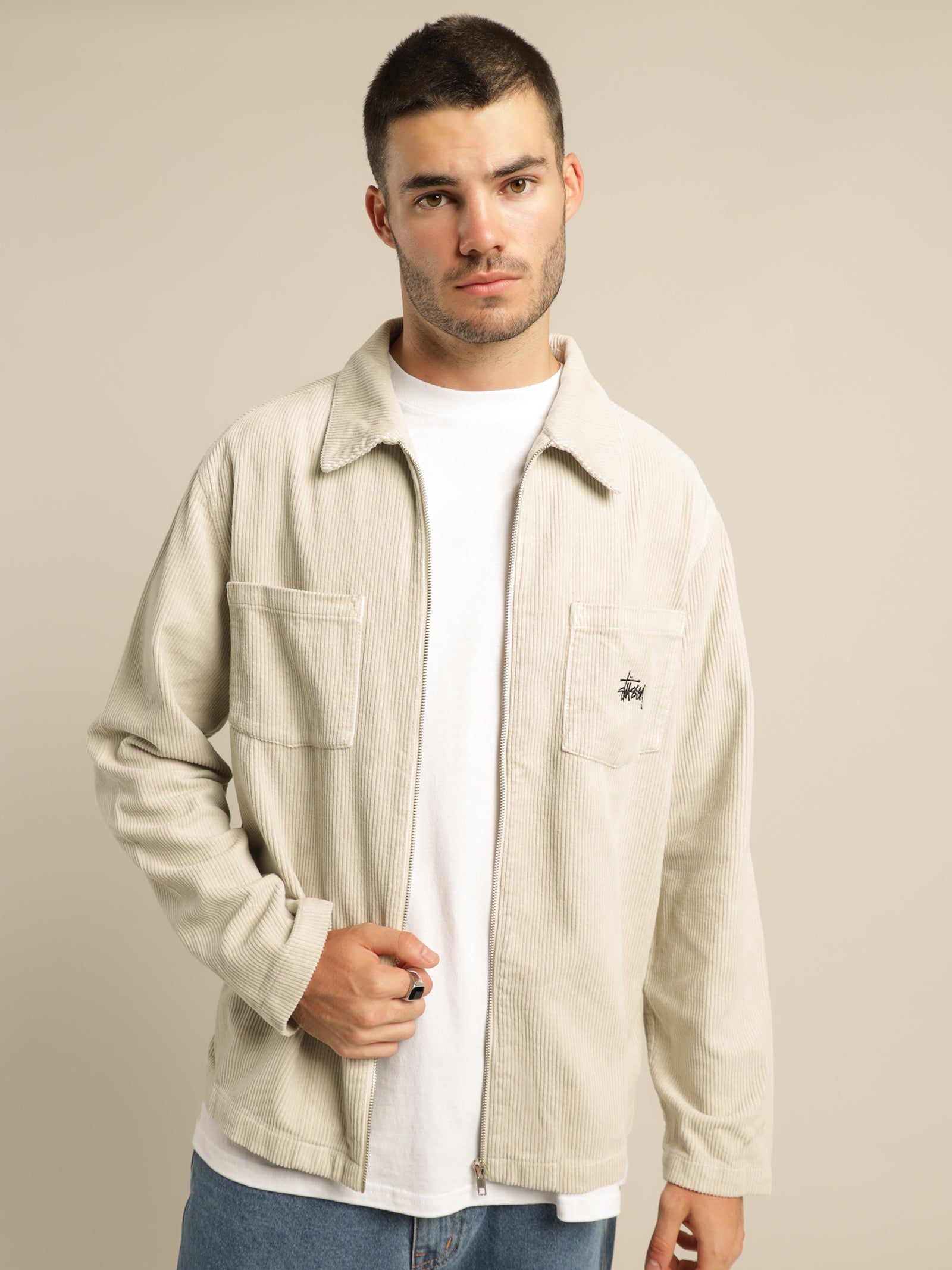 Tyler Cord Jacket in Sand