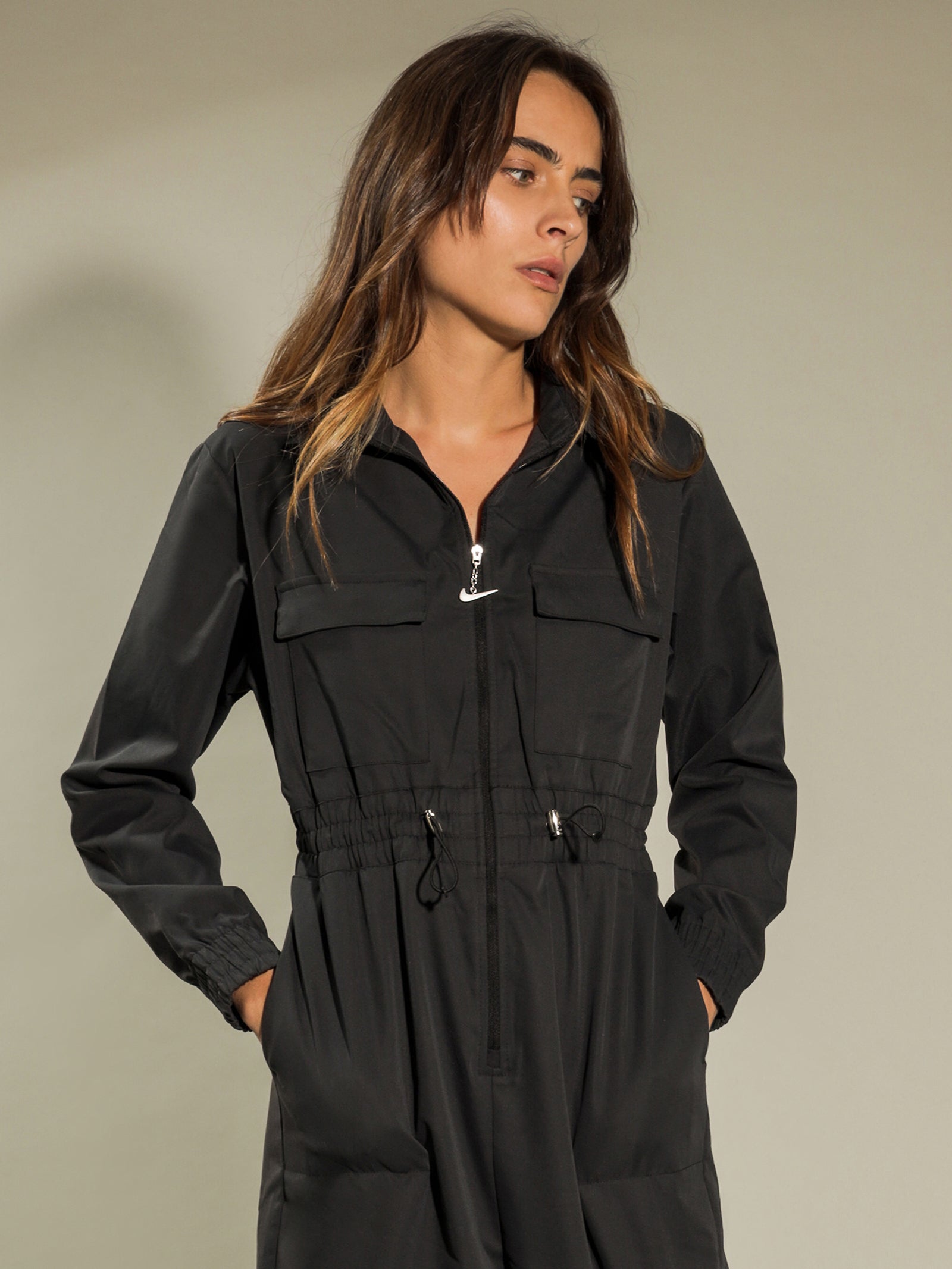 Swoosh Utility Boilersuit in Black - Glue Store