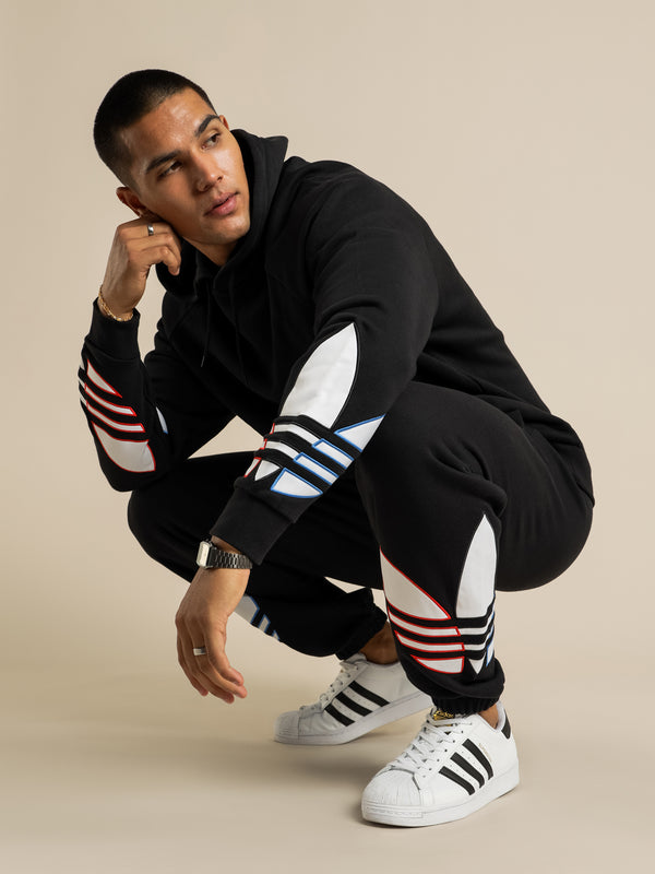 Adidas Adicolor Tricolour Trefoil Hoodie in Black Black | Glue Store