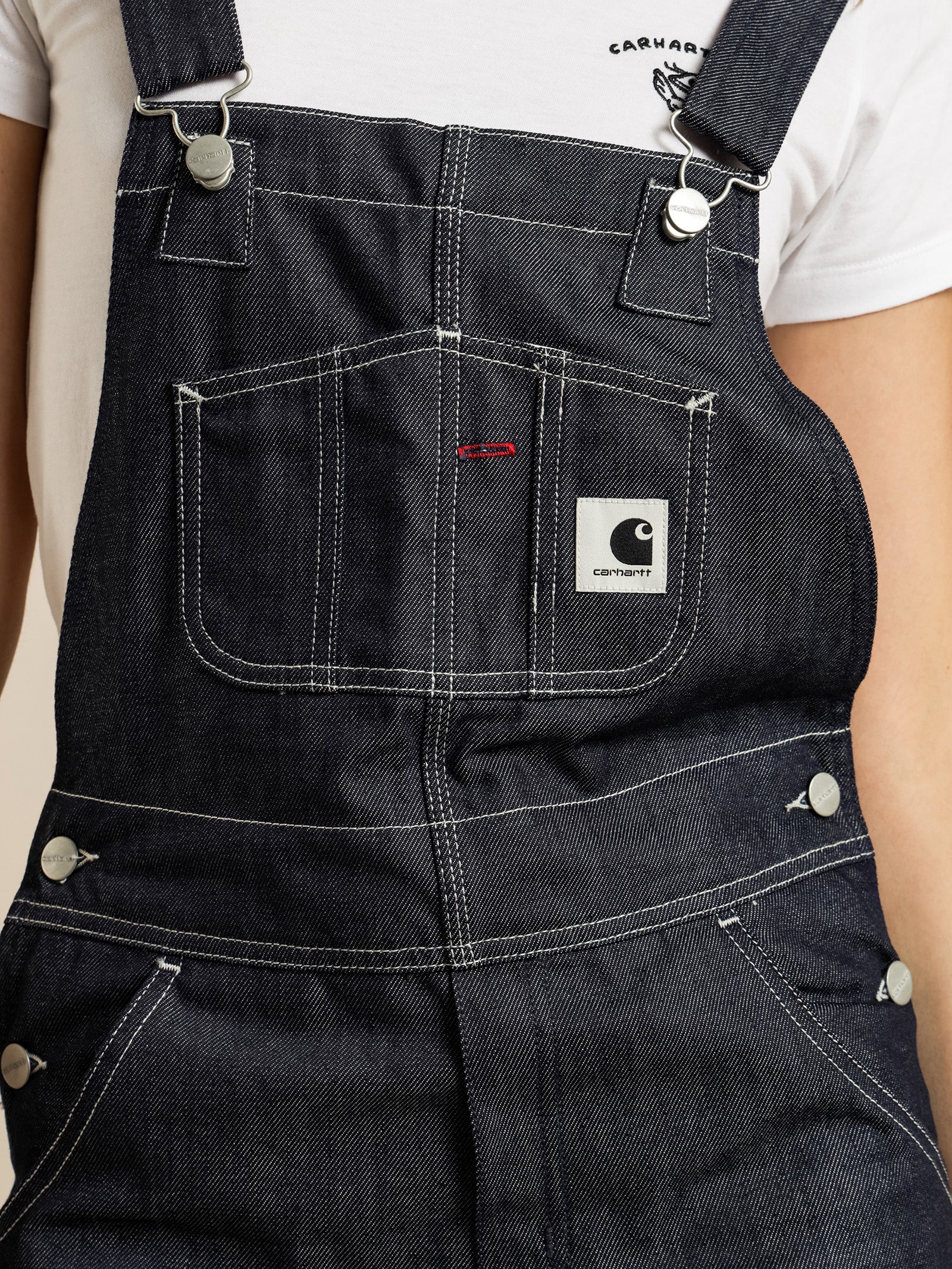 Carhartt WIP Bib Overall Straight Blue/White Rinsed