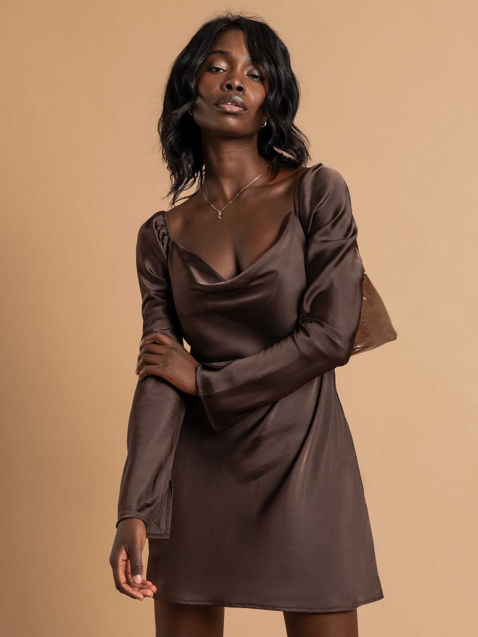 Chocolate satin dress best sale