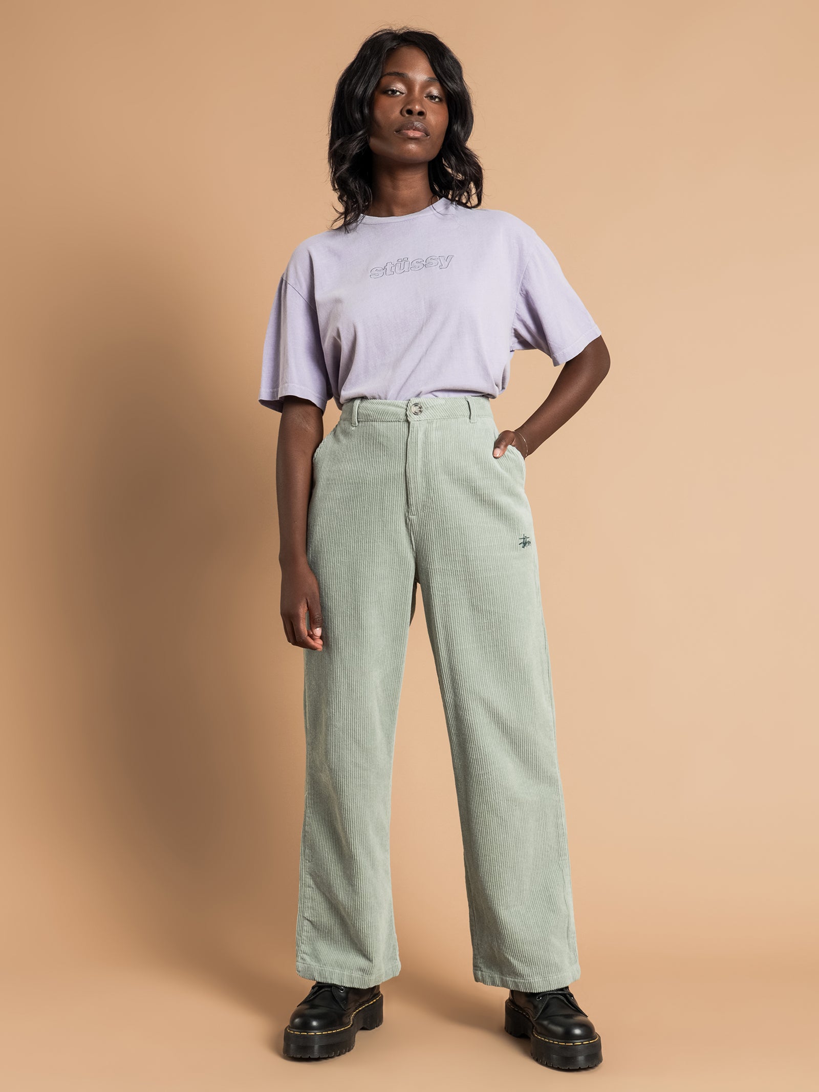 Claudette Cord Pants in Basil