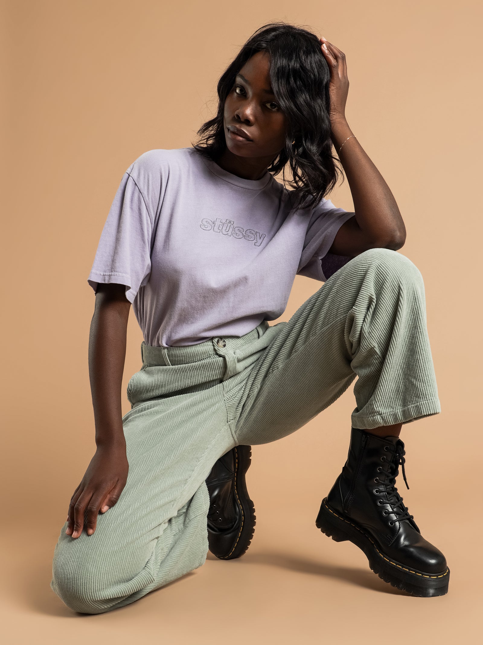 Claudette Cord Pants in Basil