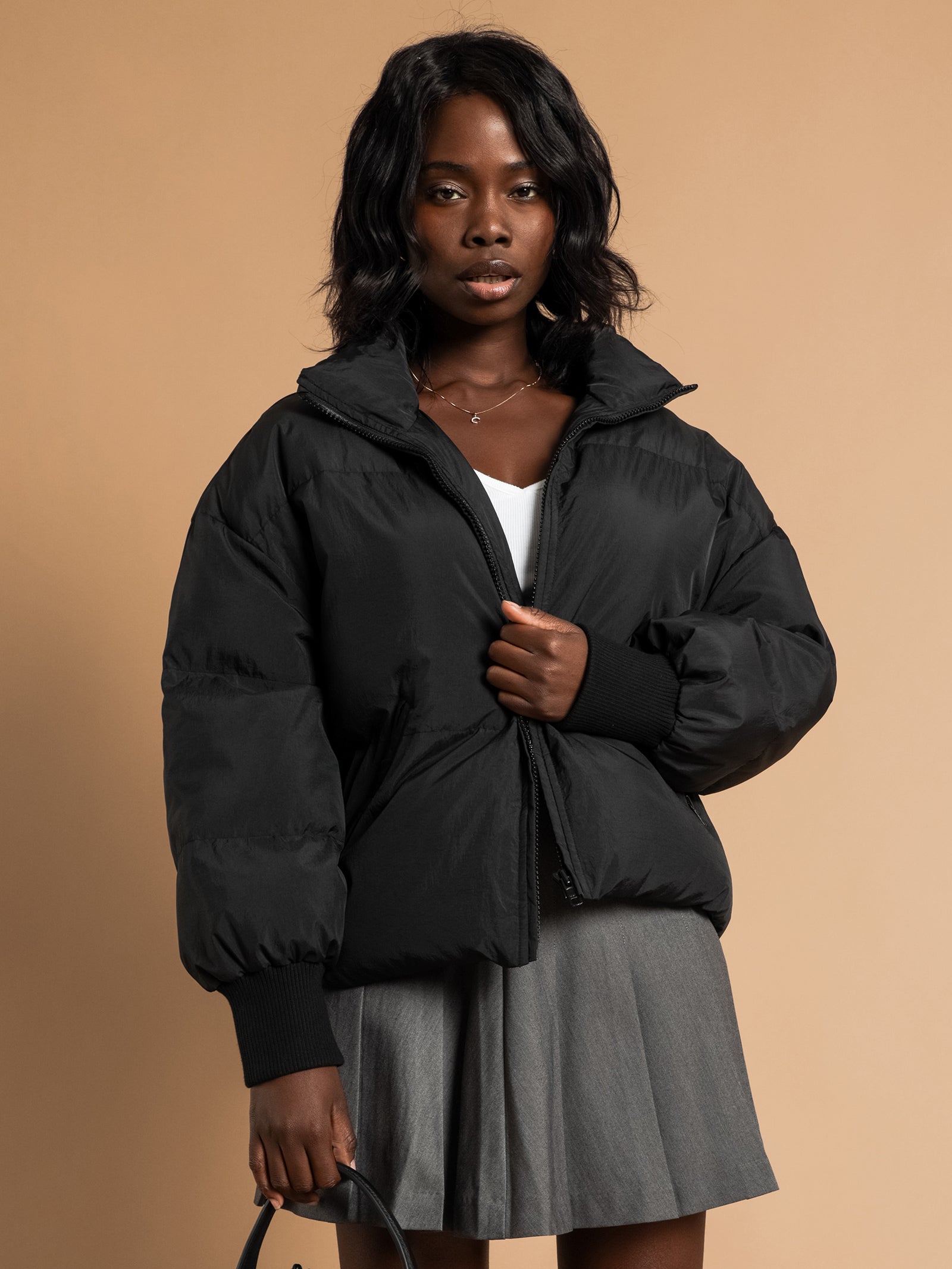 Ultra Crop Puffer Jacket in Black - Glue Store