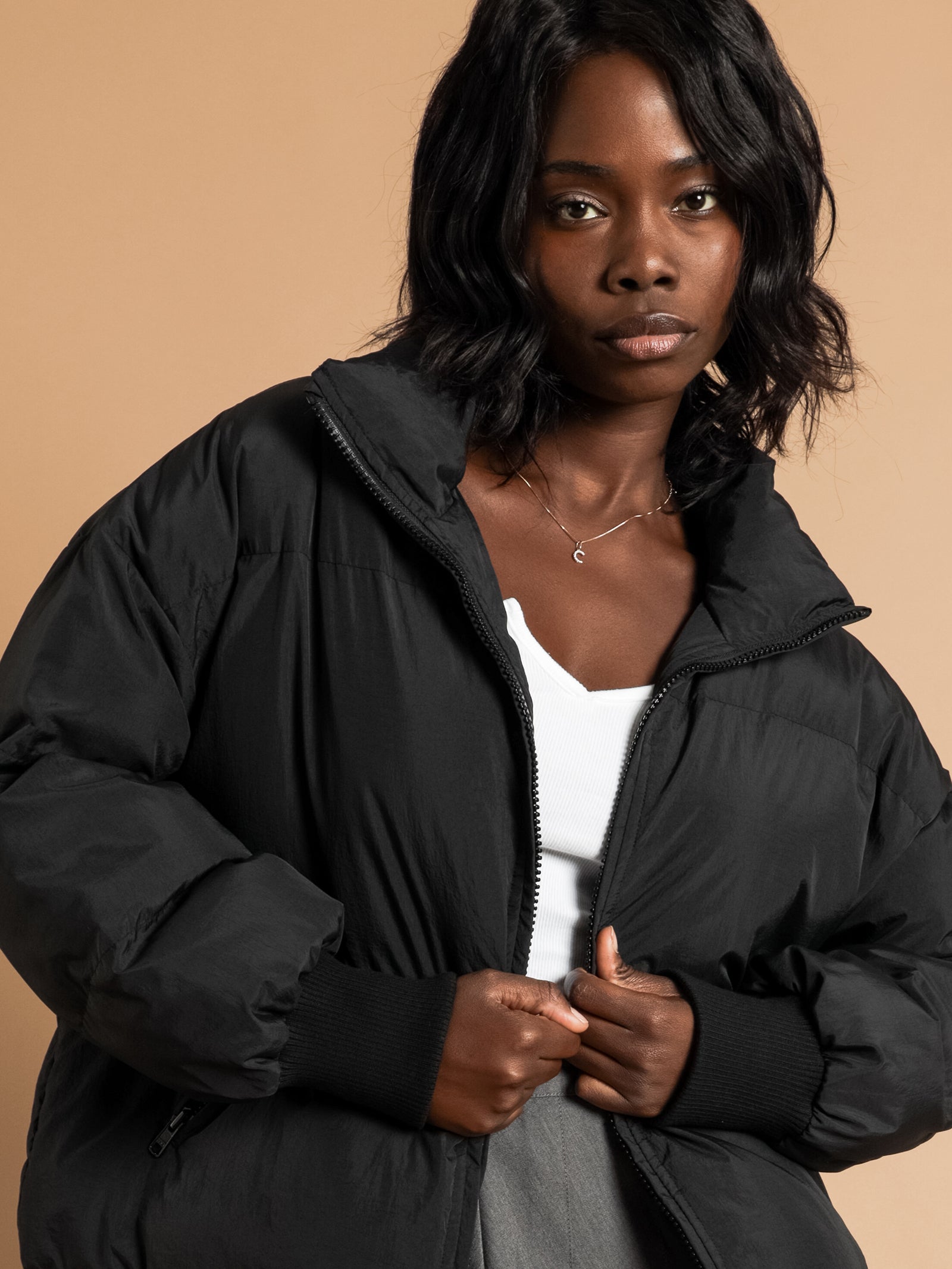 Black oversized hotsell puffer jacket women's