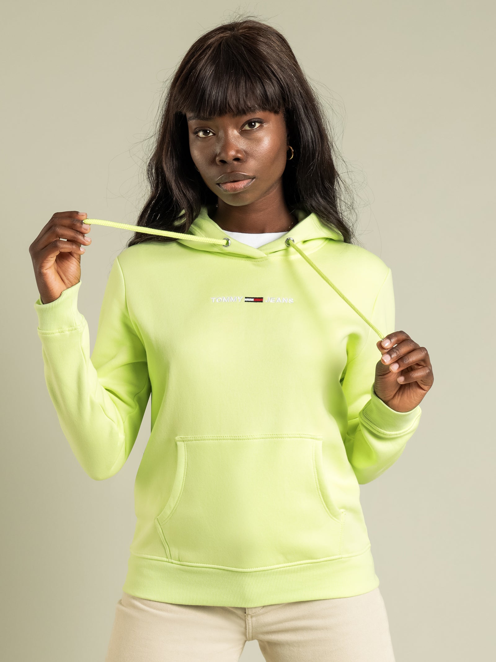 Tommy hilfiger Linear Logo Hoodie in Faded Lime | Glue Store