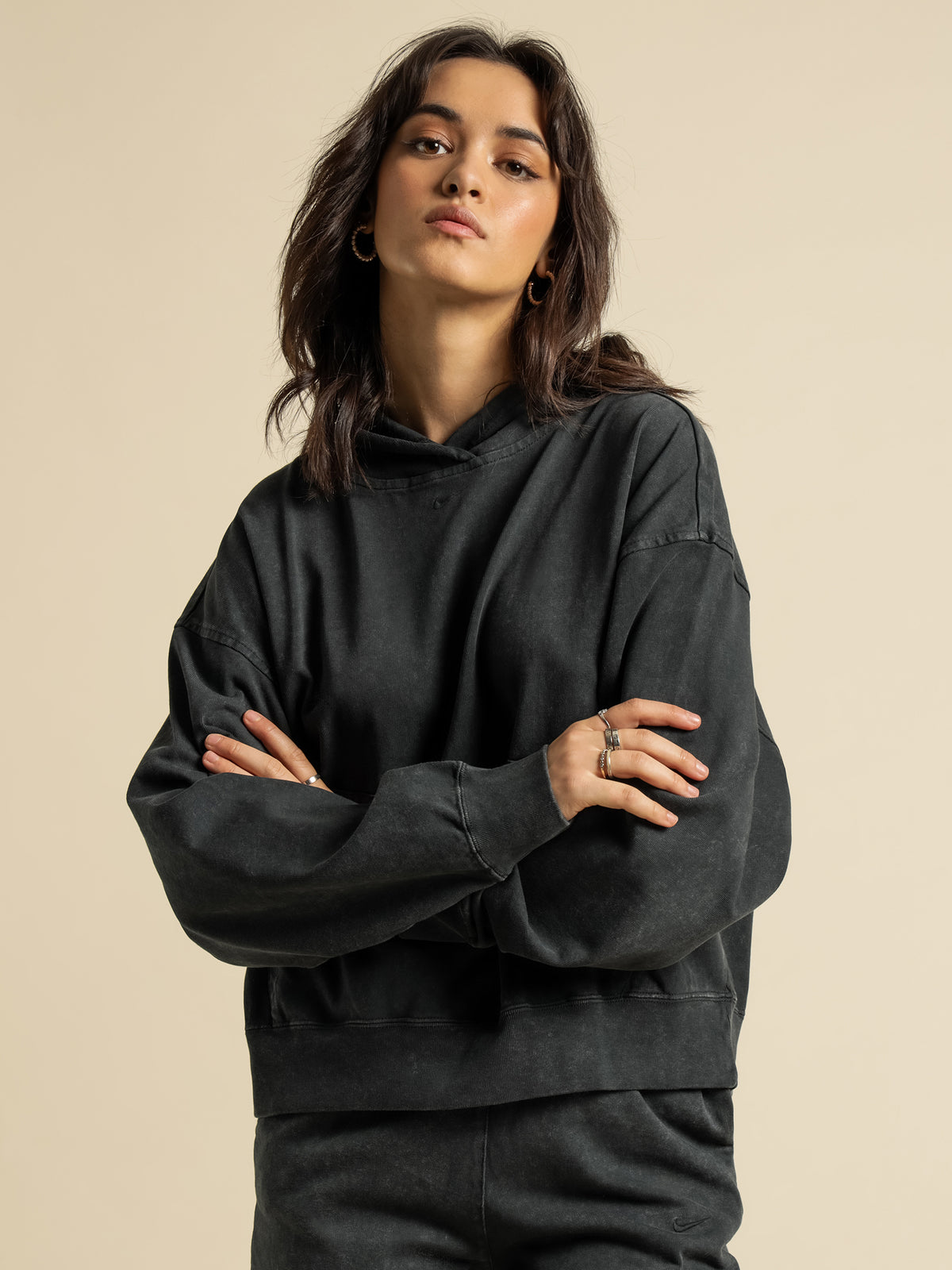 Nike Sportswear Hoodie in Washed Black | Black/Black