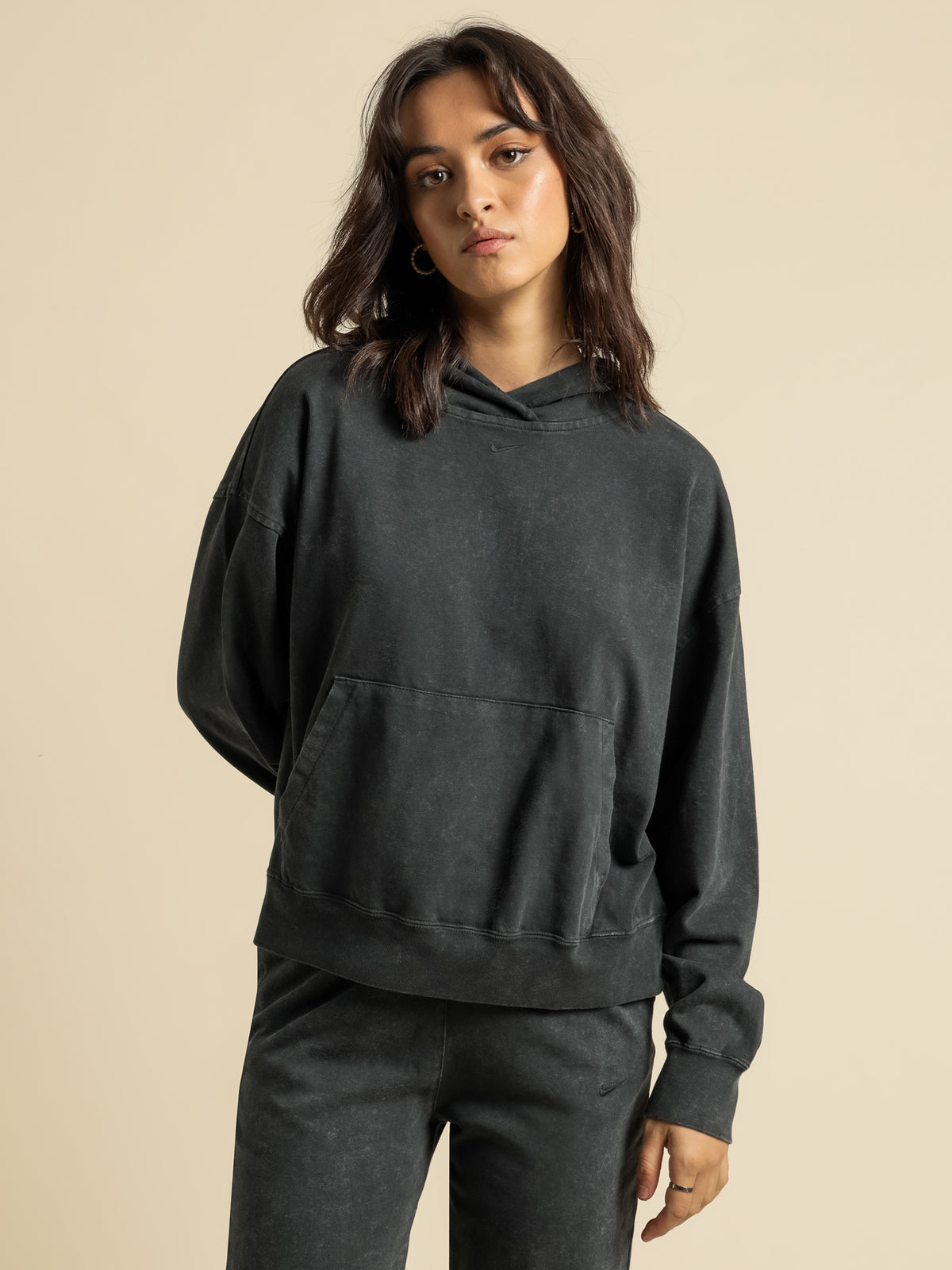 Nike Sportswear Hoodie in Washed Black | Black/Black