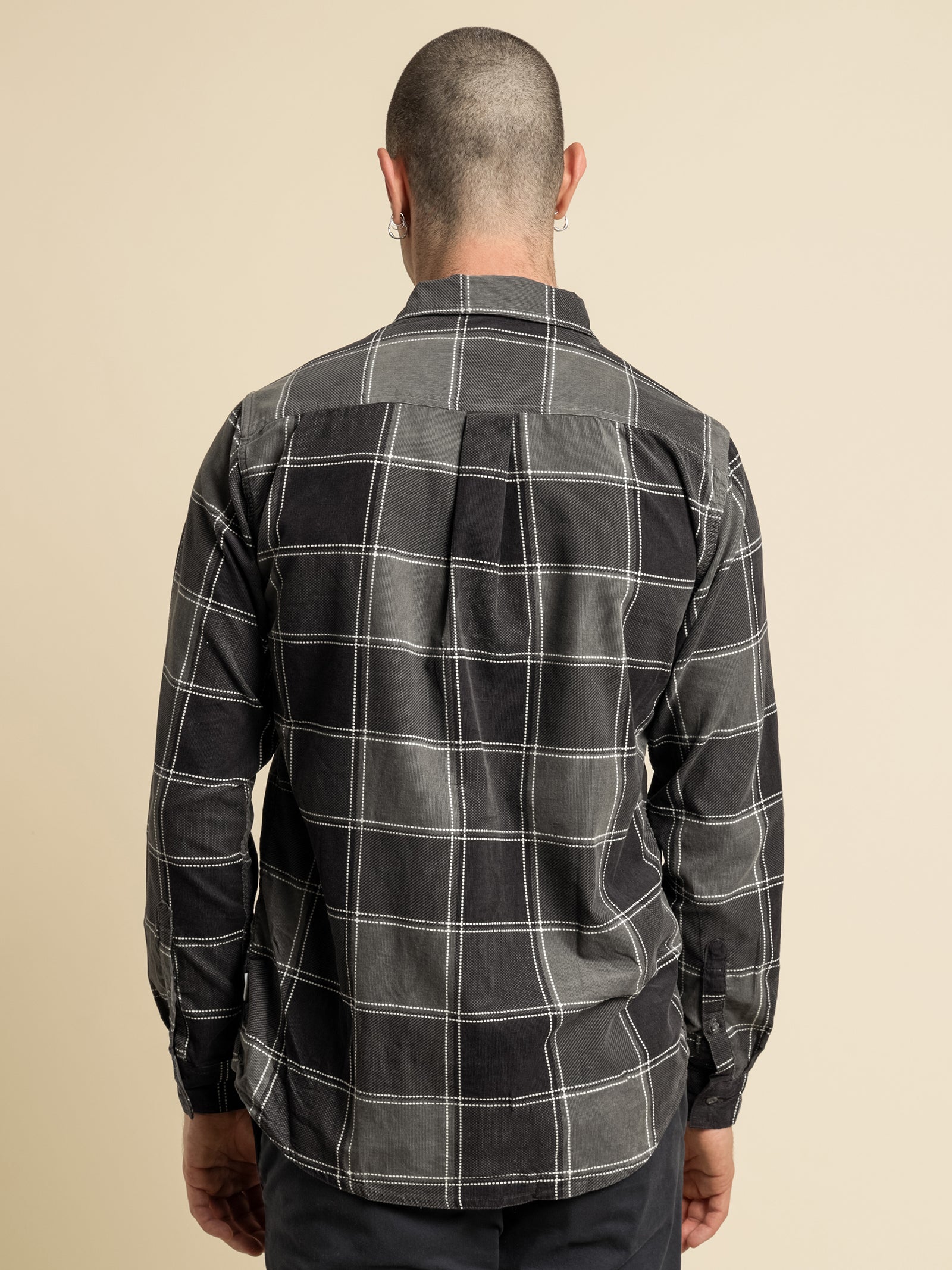 Zion Cord Long Sleeve Shirt in Midnight Plaid