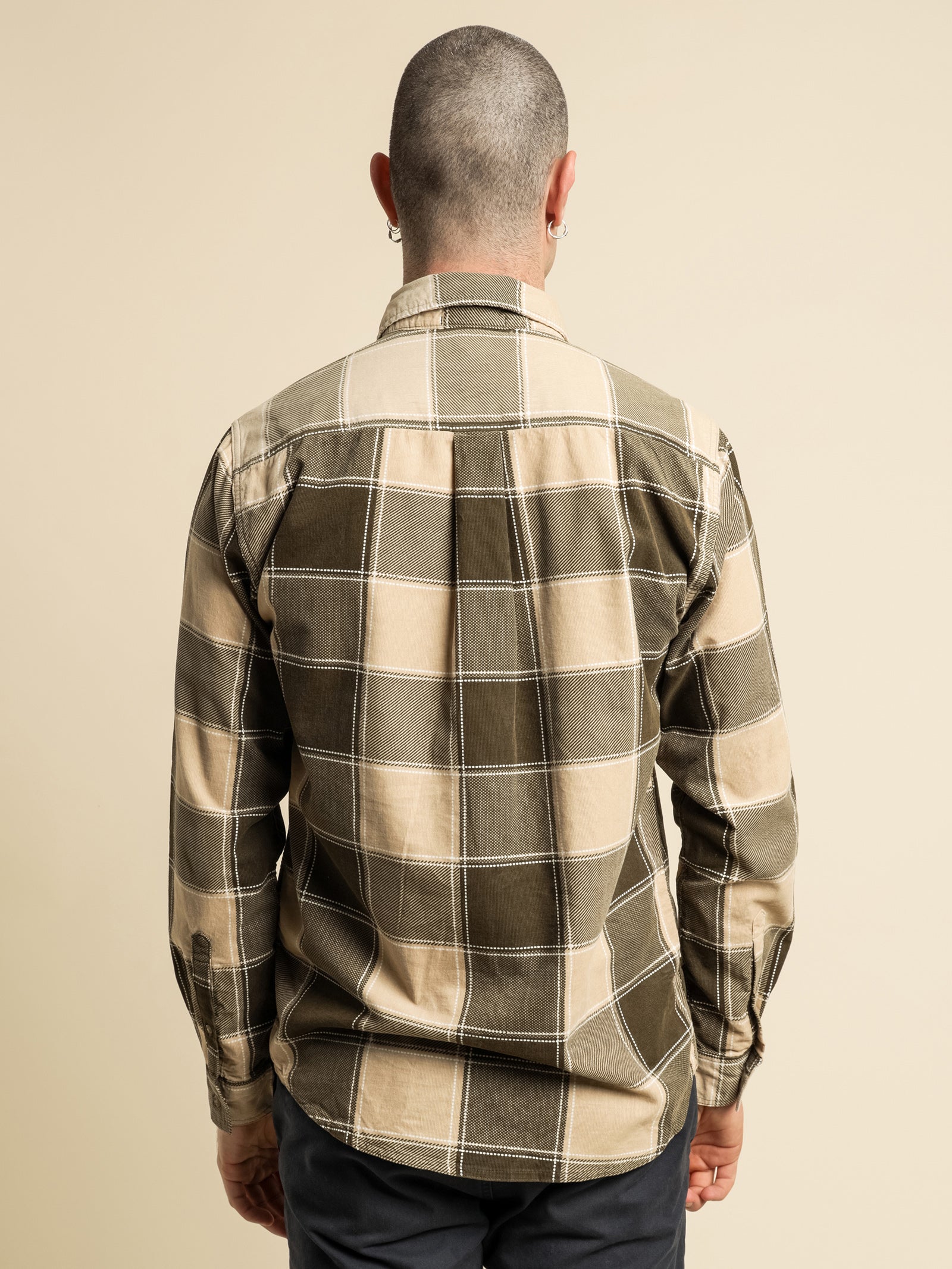 Zion Cord Long Sleeve Shirt in Fern Plaid