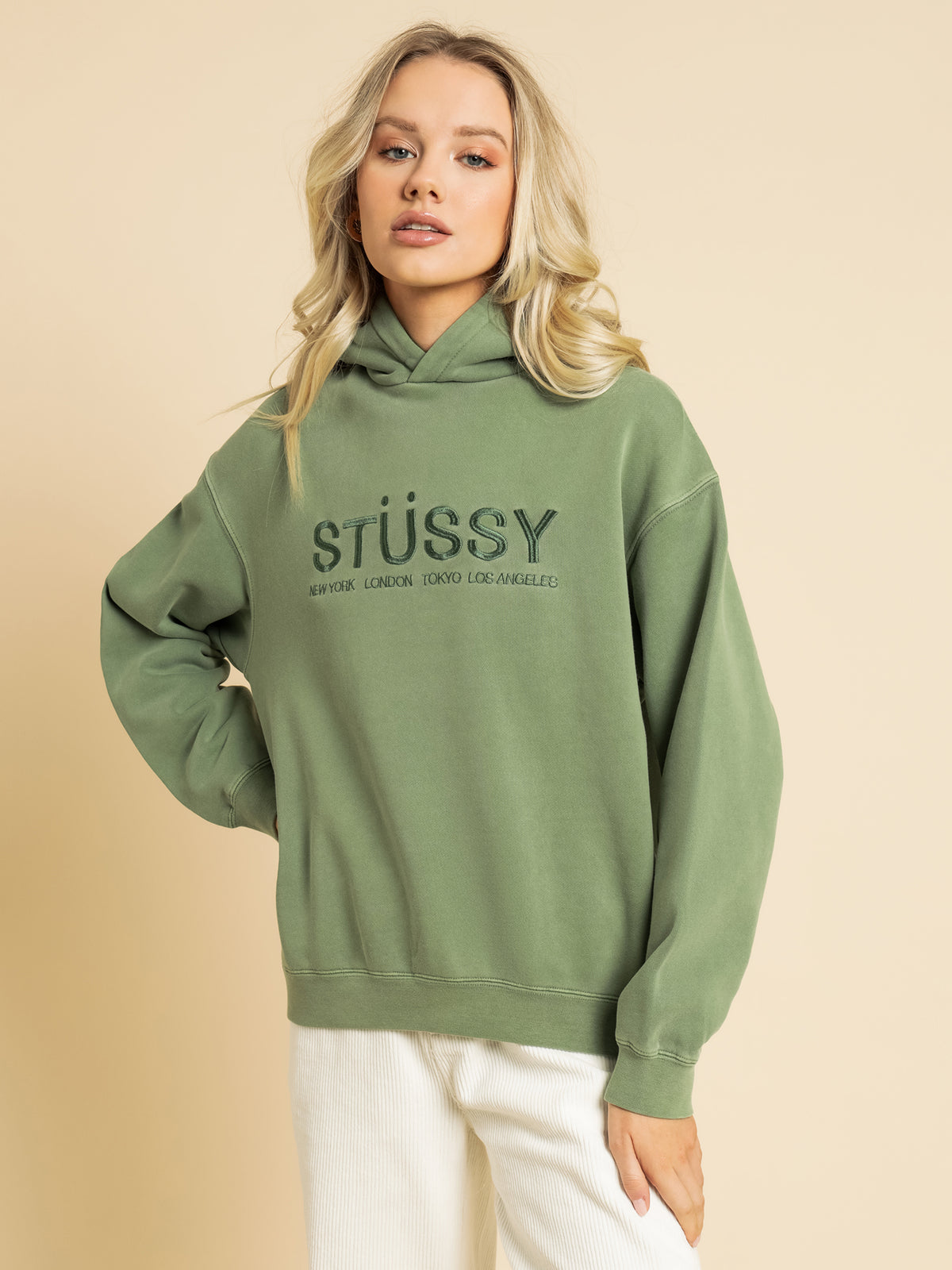 Stussy Coast Fleece Hoodie in Basil | Basil