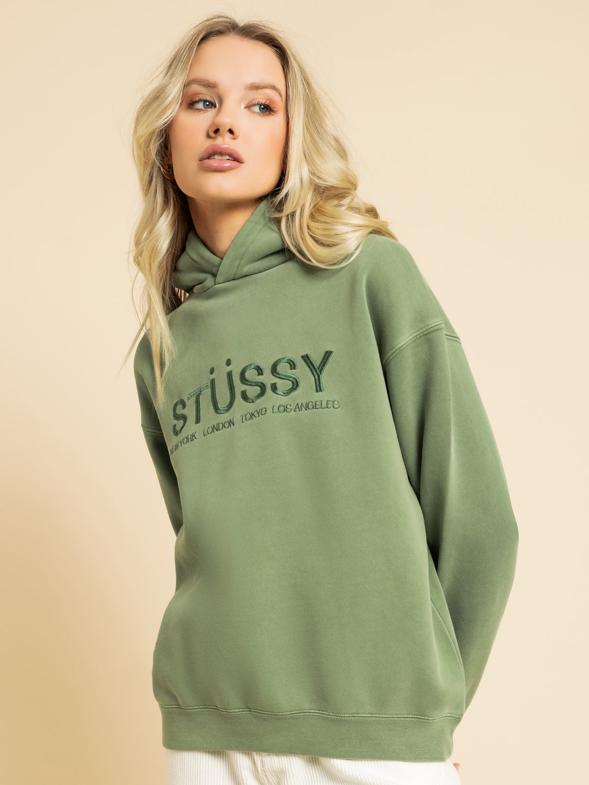 Stussy Coast Fleece Hoodie in Basil | Basil