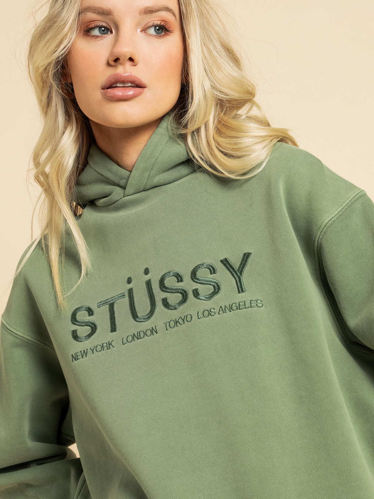 Stussy Coast Fleece Hoodie in Basil | Basil