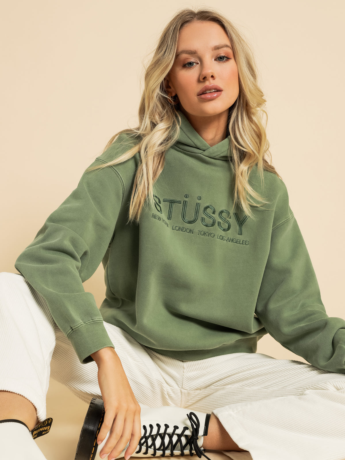 Stussy Coast Fleece Hoodie in Basil | Basil