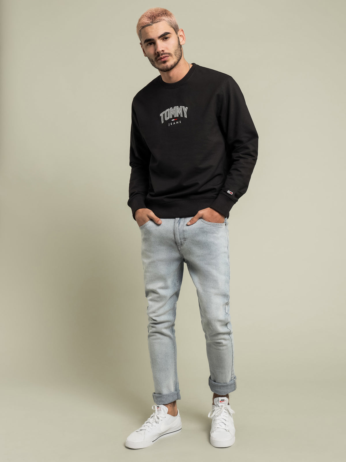 Tommy Hilfiger Lightweight Crew Neck Sweatshirt in Black | S