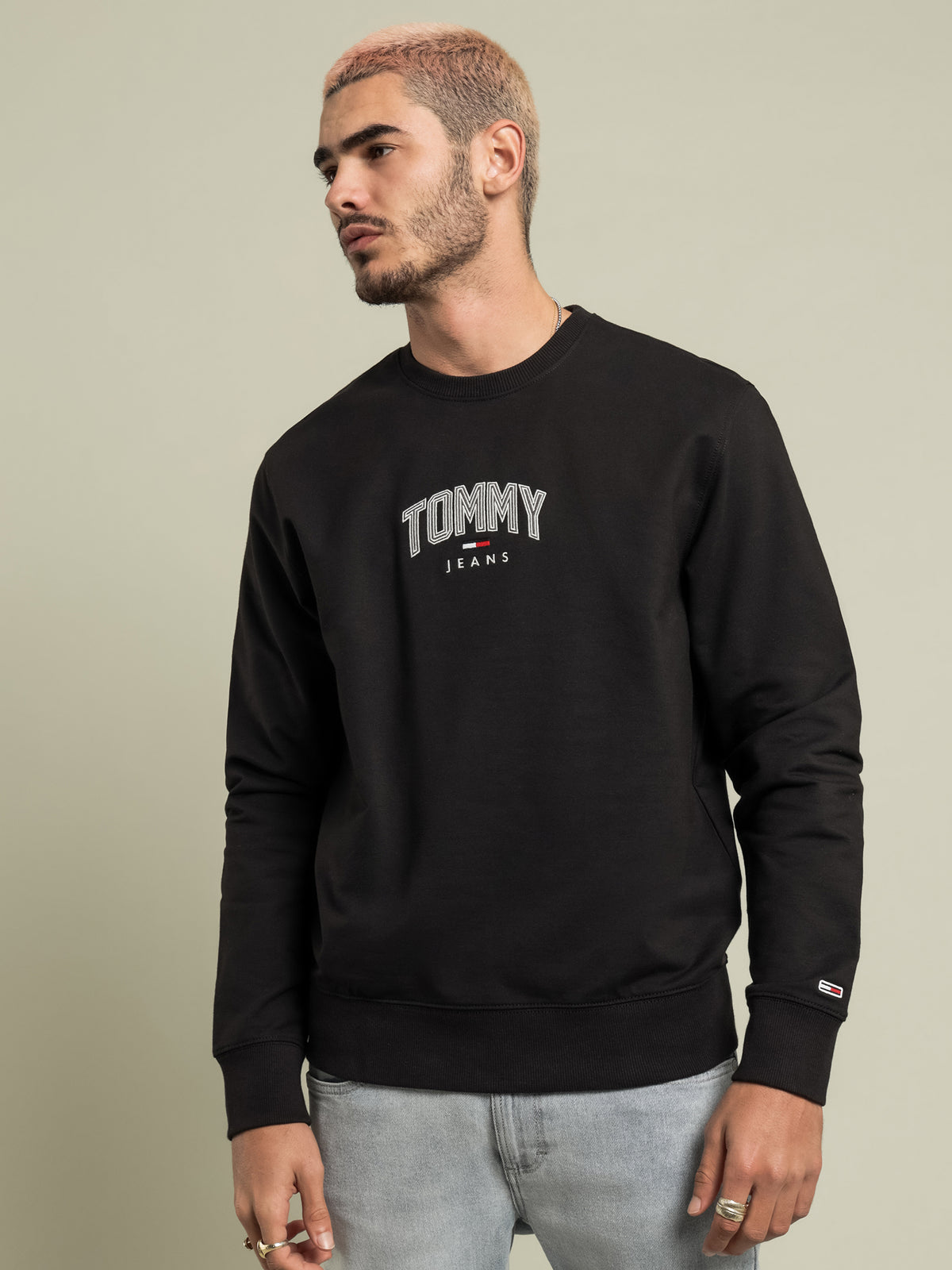 Tommy Hilfiger Lightweight Crew Neck Sweatshirt in Black | S